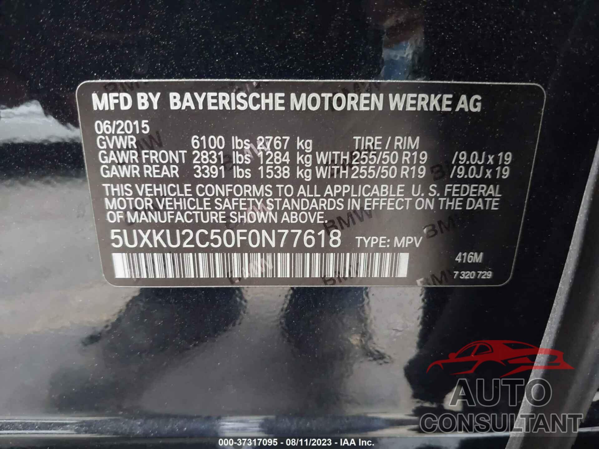 BMW X6 2015 - 5UXKU2C50F0N77618