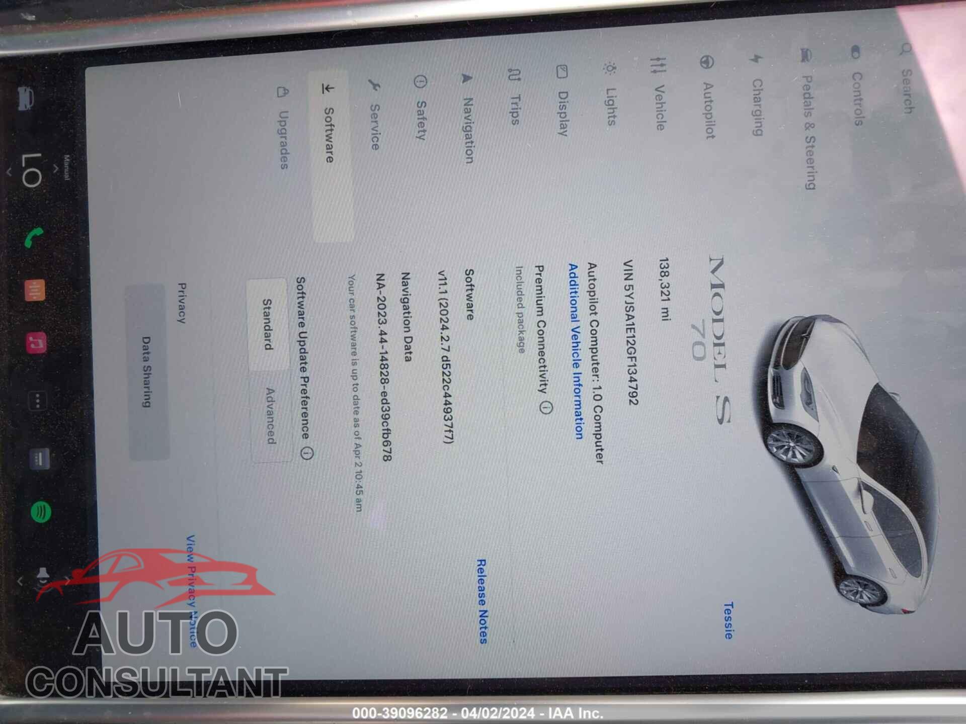 TESLA MODEL S 2016 - 5YJSA1E12GF134792