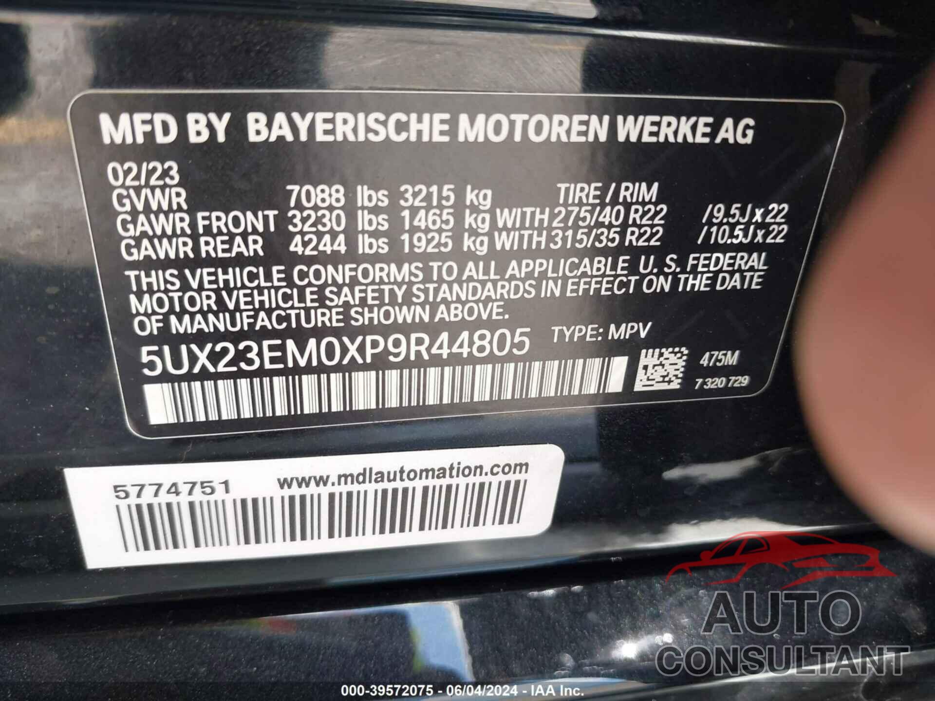 BMW X7 2023 - 5UX23EM0XP9R44805