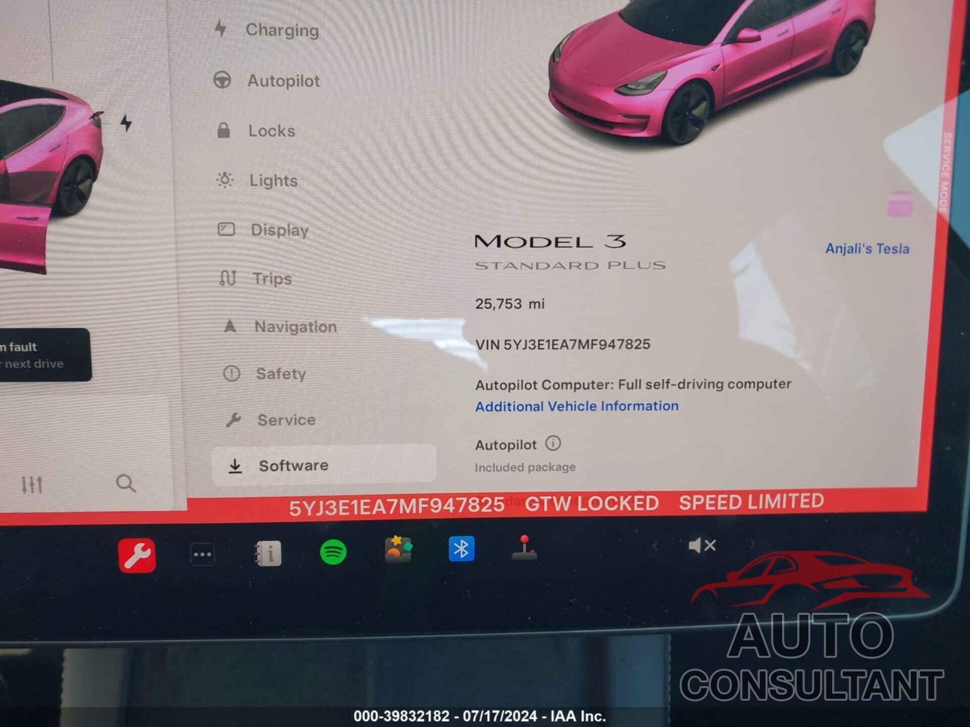 TESLA MODEL 3 2021 - 5YJ3E1EA7MF947825