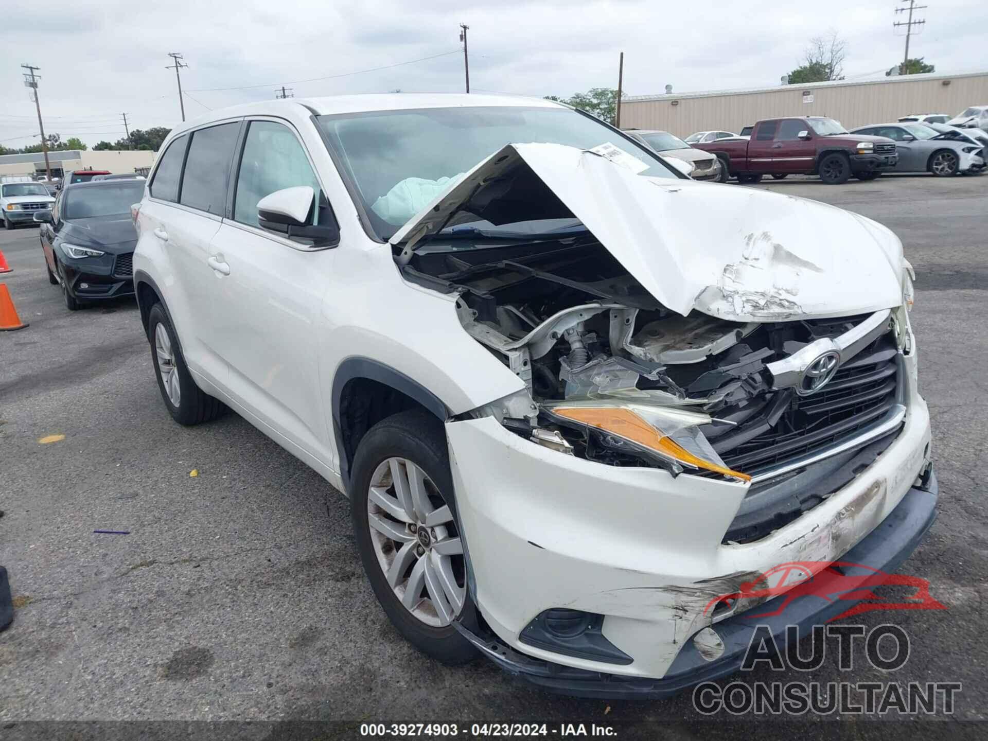 TOYOTA HIGHLANDER 2016 - 5TDZARFH3GS019395