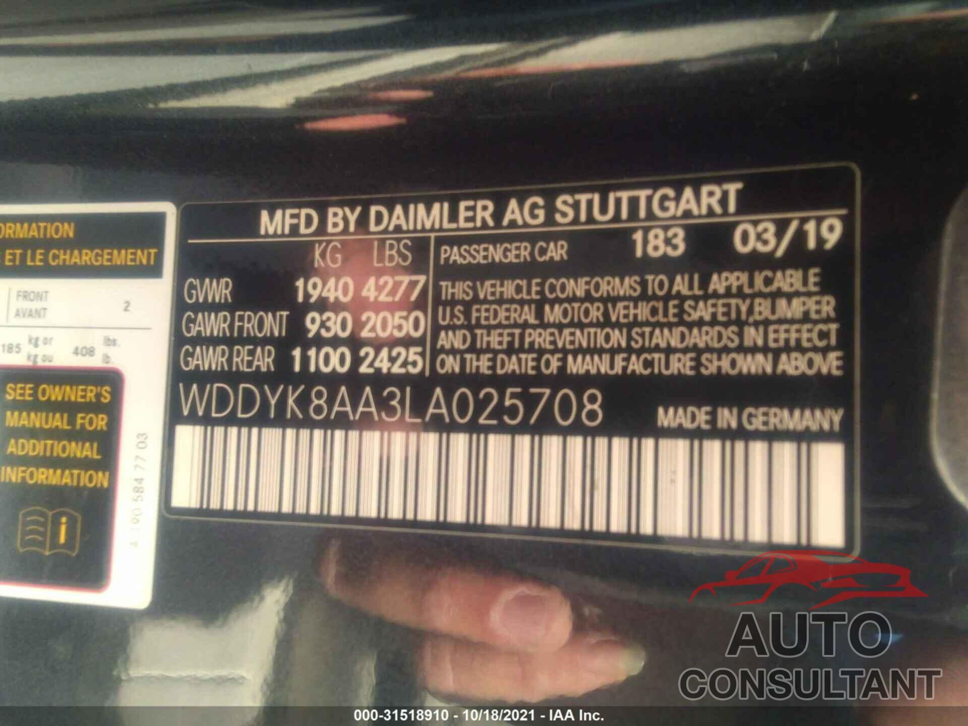 MERCEDES-BENZ AMG GT 2020 - WDDYK8AA3LA025708