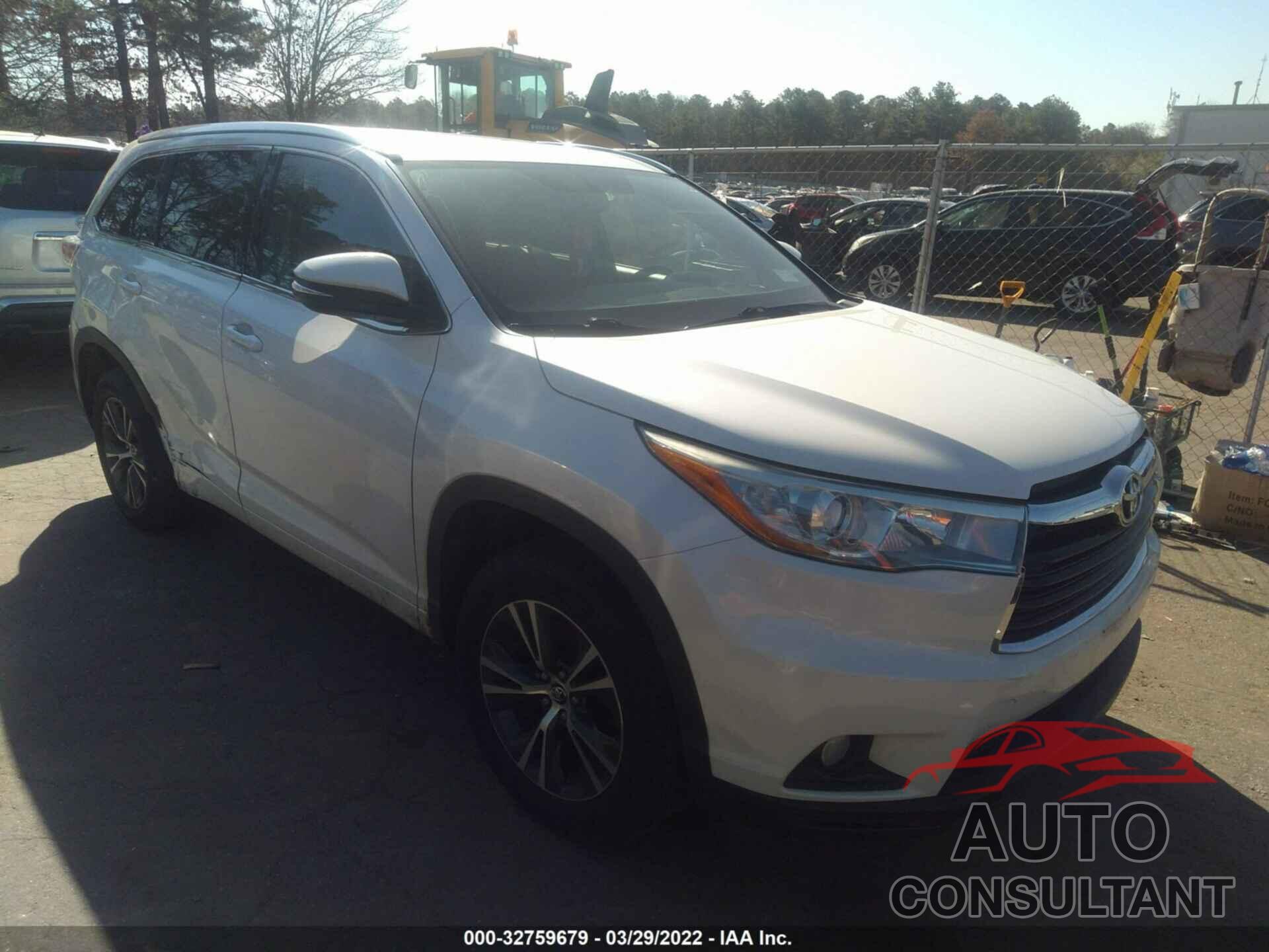 TOYOTA HIGHLANDER 2016 - 5TDKKRFH3GS125215