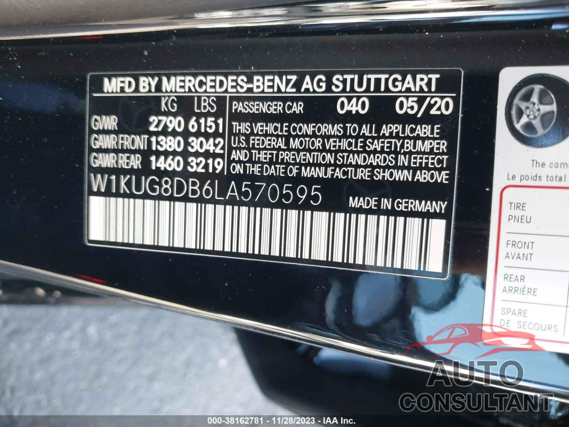 MERCEDES-BENZ S 560 2020 - W1KUG8DB6LA570595