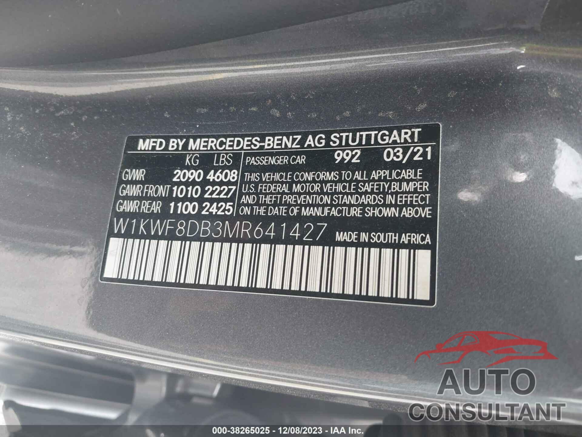 MERCEDES-BENZ C 300 2021 - W1KWF8DB3MR641427