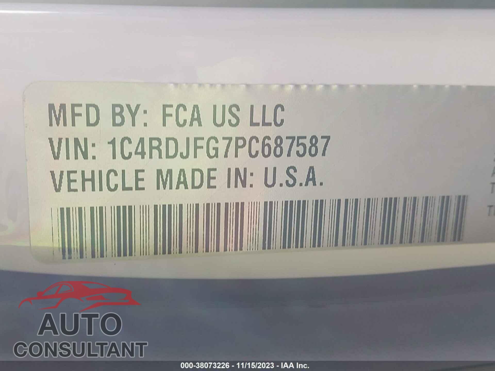 DODGE DURANGO 2023 - 1C4RDJFG7PC687587