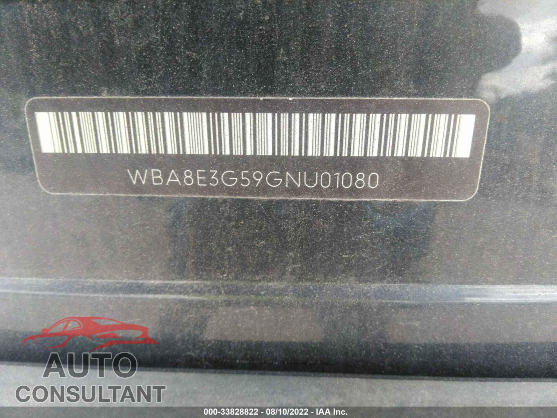 BMW 3 SERIES 2016 - WBA8E3G59GNU01080