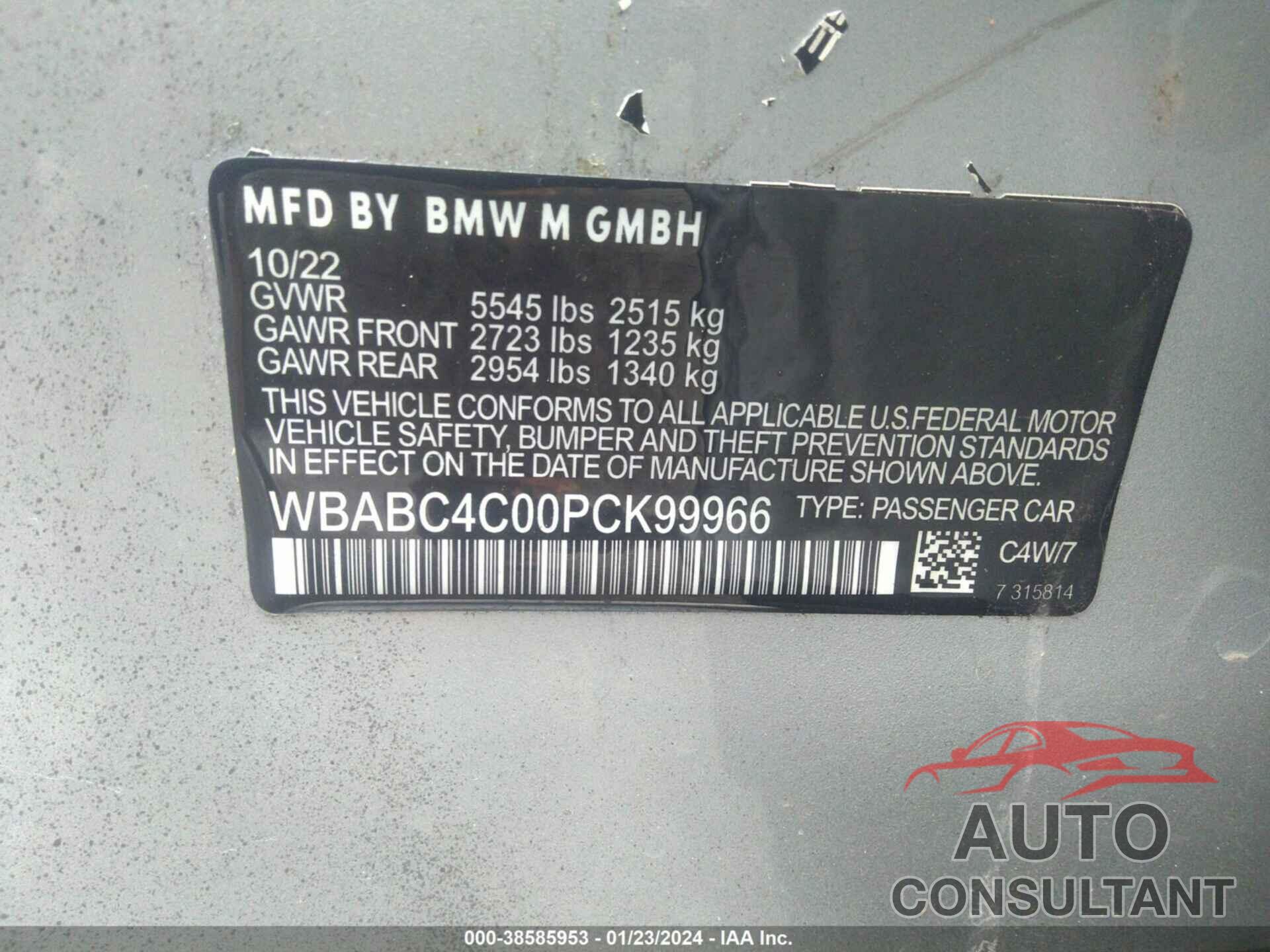 BMW M850I 2023 - WBABC4C00PCK99966