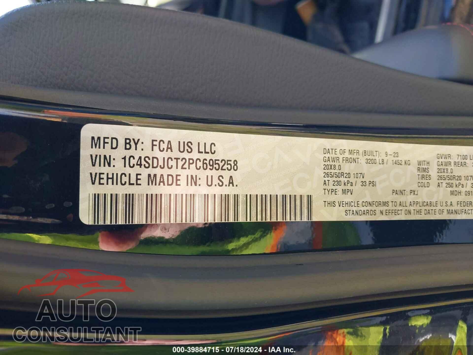 DODGE DURANGO 2023 - 1C4SDJCT2PC695258