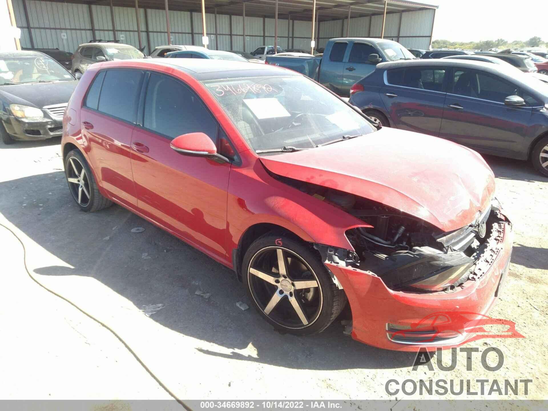 VOLKSWAGEN GOLF 2015 - 3VW2A7AU9FM037292