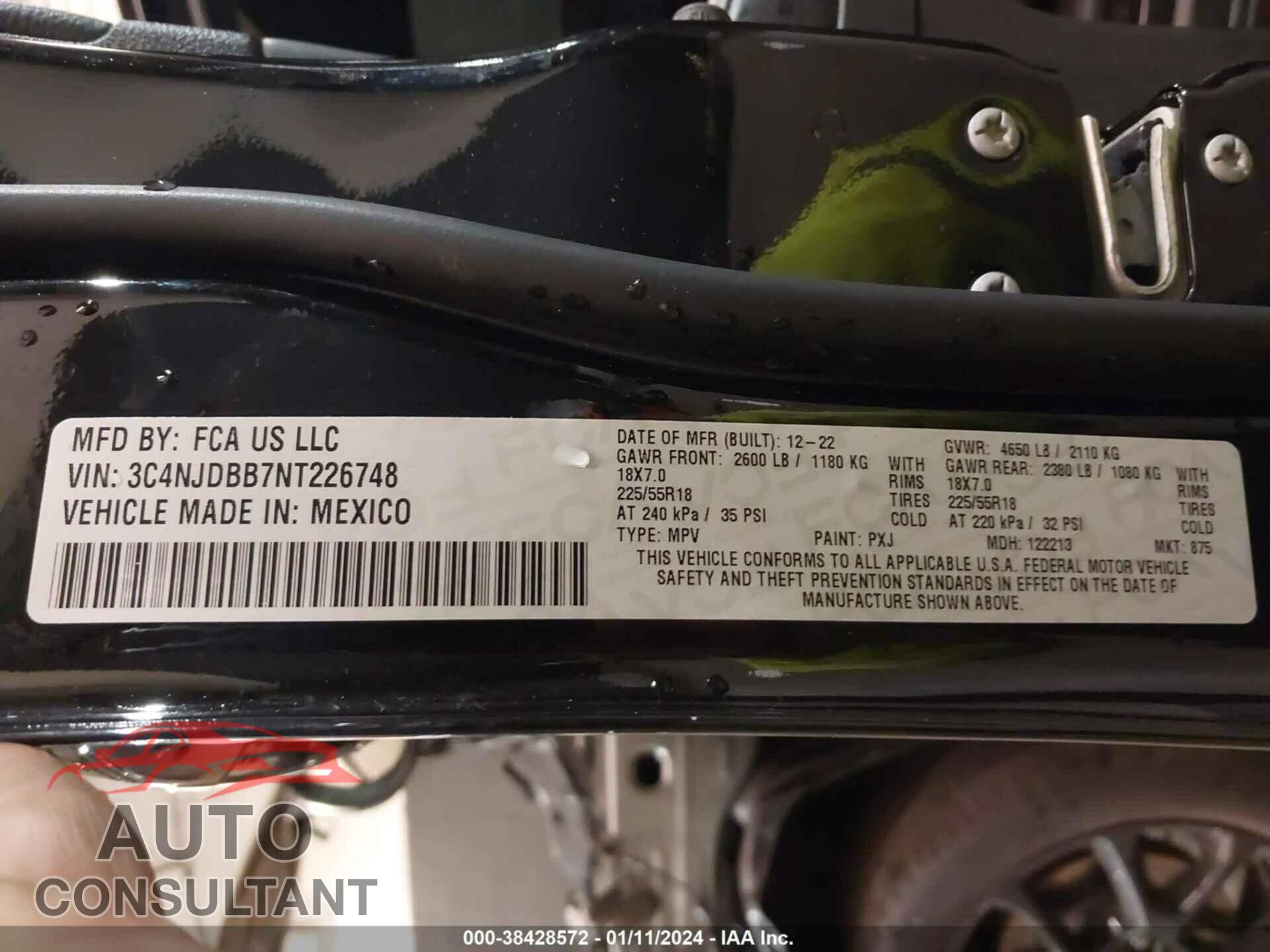 JEEP COMPASS 2022 - 3C4NJDBB7NT226748