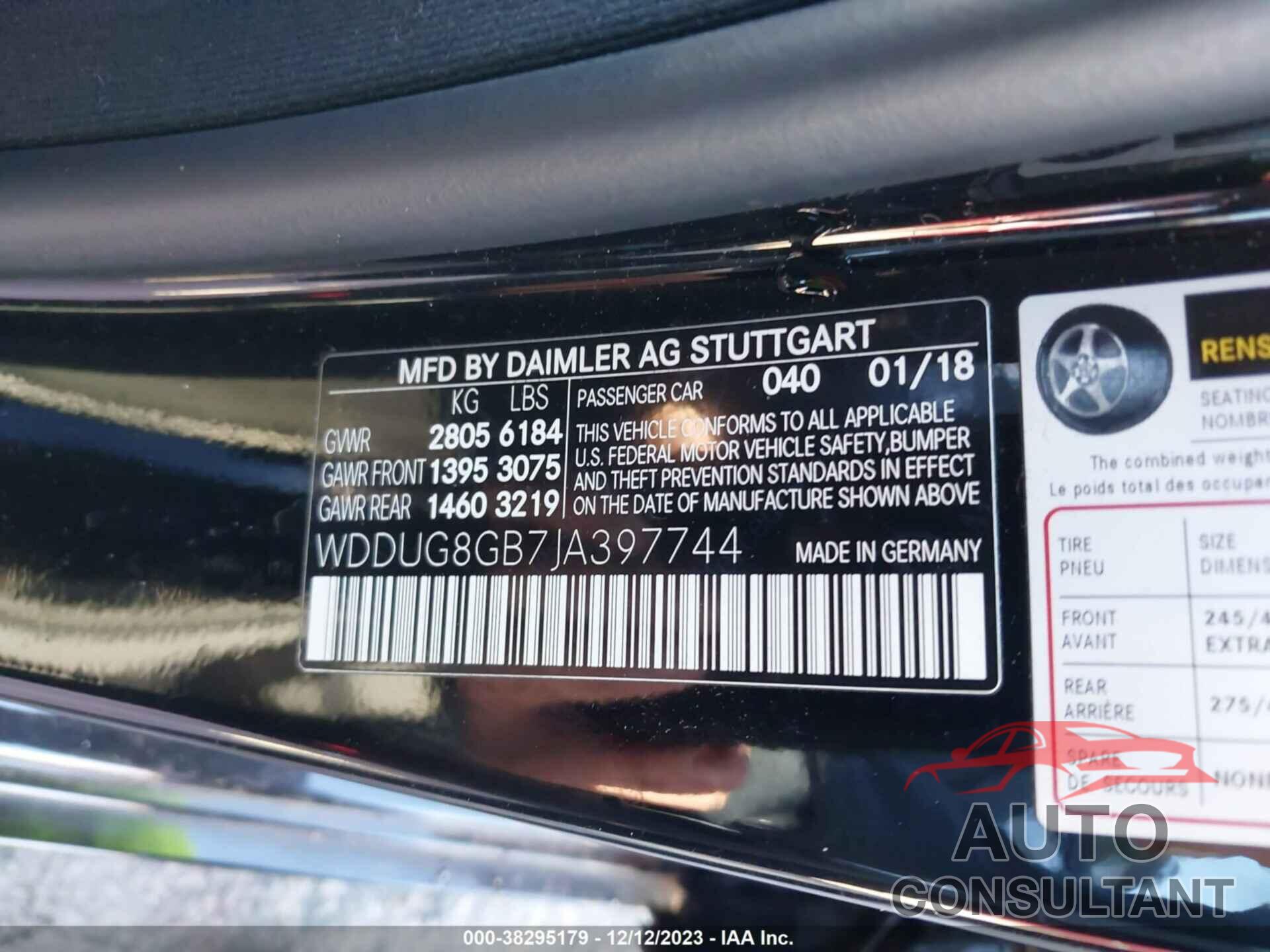 MERCEDES-BENZ S 560 2018 - WDDUG8GB7JA397744