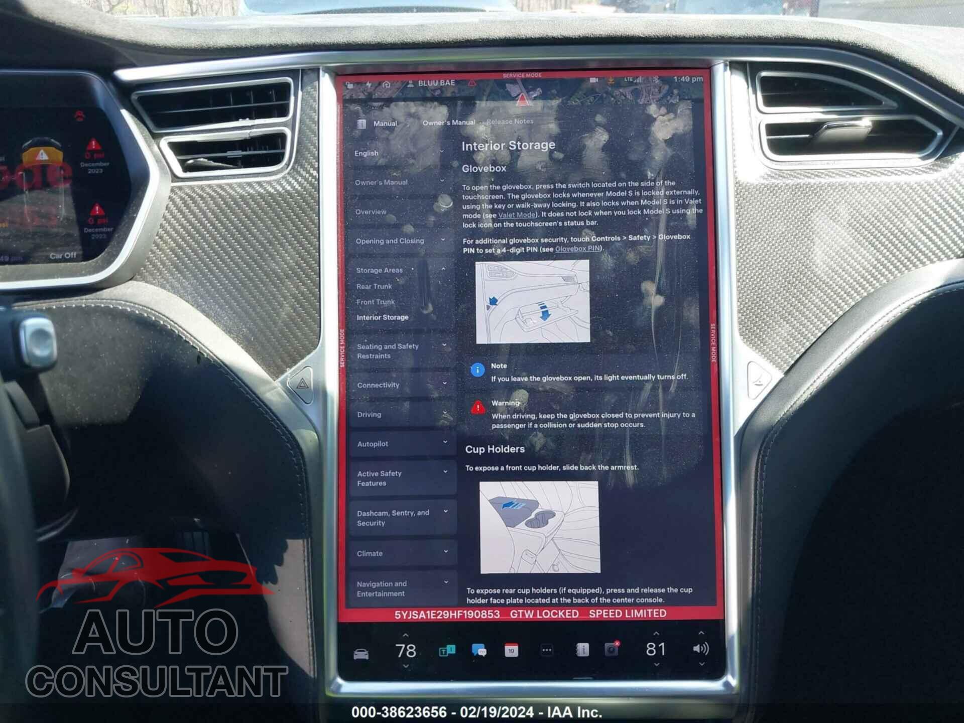 TESLA MODEL S 2017 - 5YJSA1E29HF190853
