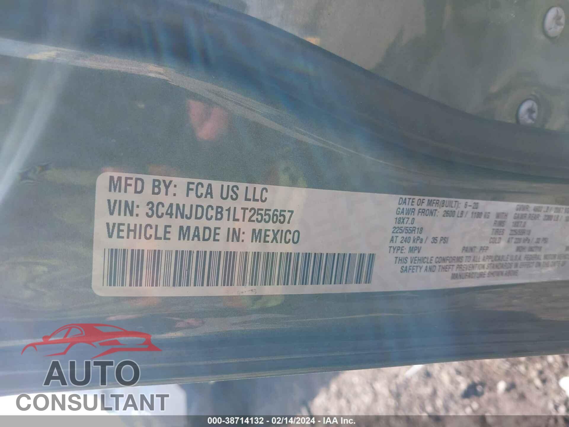 JEEP COMPASS 2020 - 3C4NJDCB1LT255657