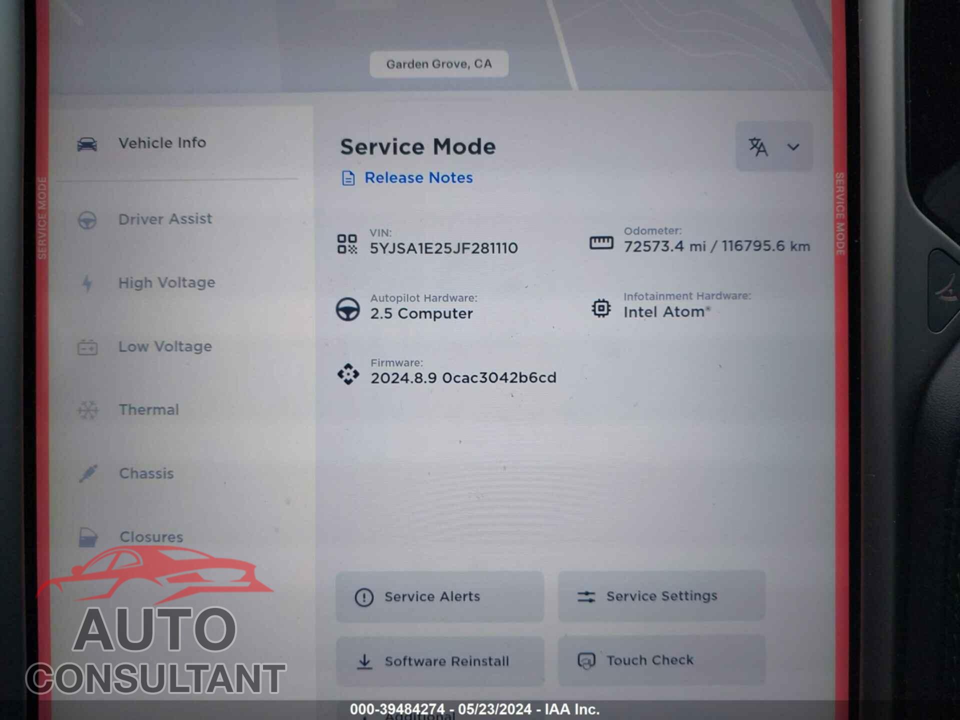 TESLA MODEL S 2018 - 5YJSA1E25JF281110
