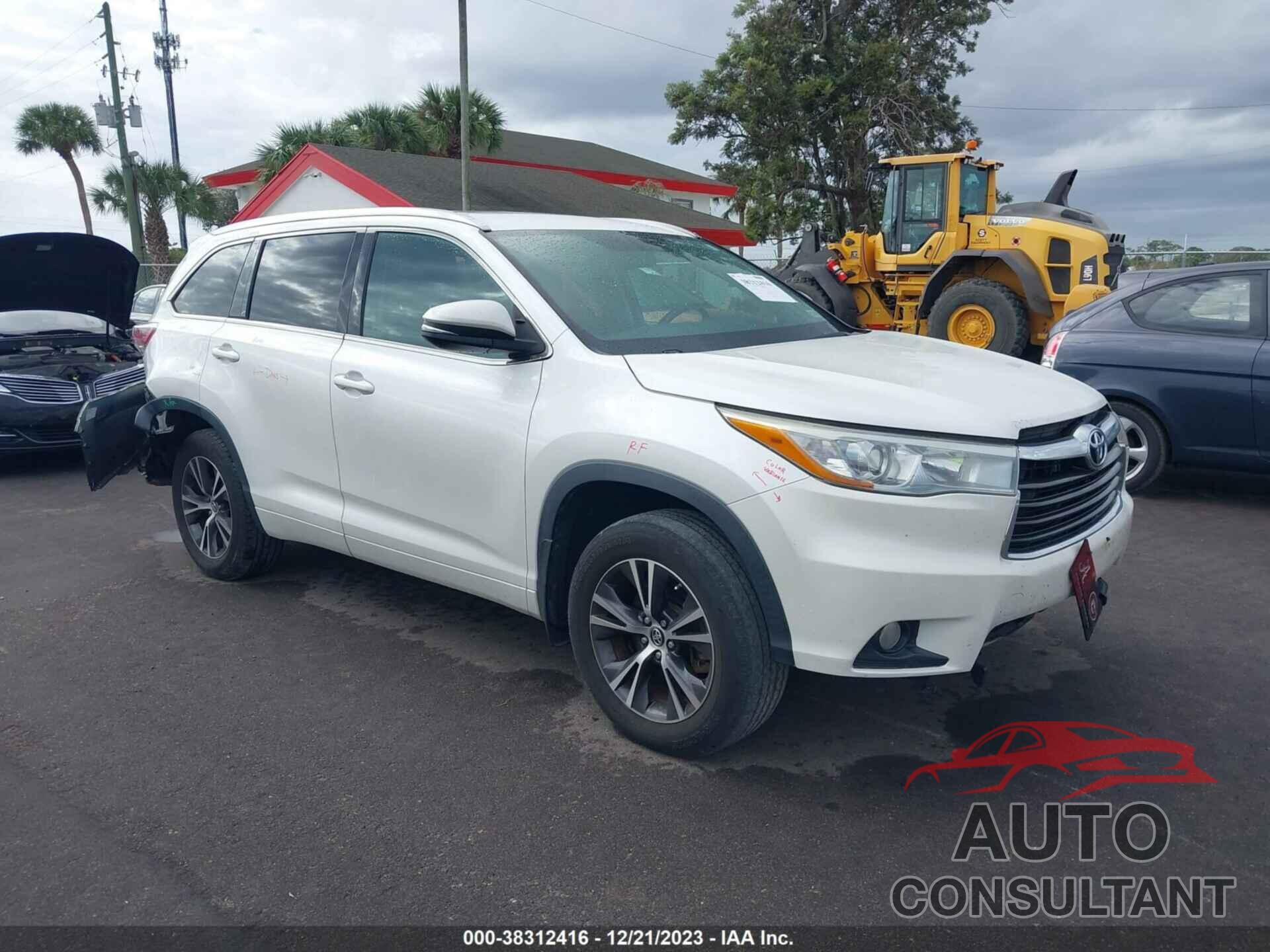 TOYOTA HIGHLANDER 2016 - 5TDJKRFH9GS312860