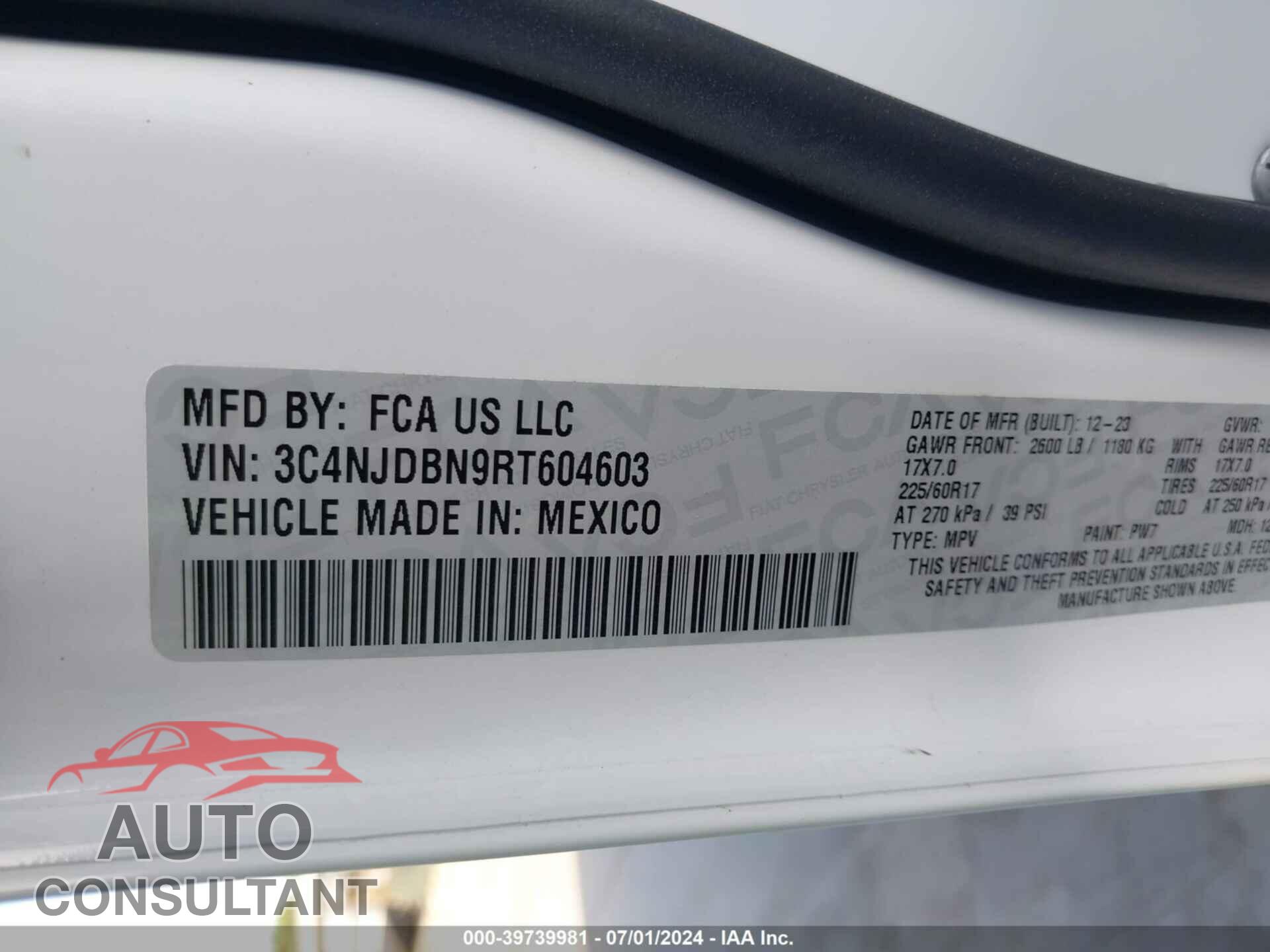 JEEP COMPASS 2024 - 3C4NJDBN9RT604603