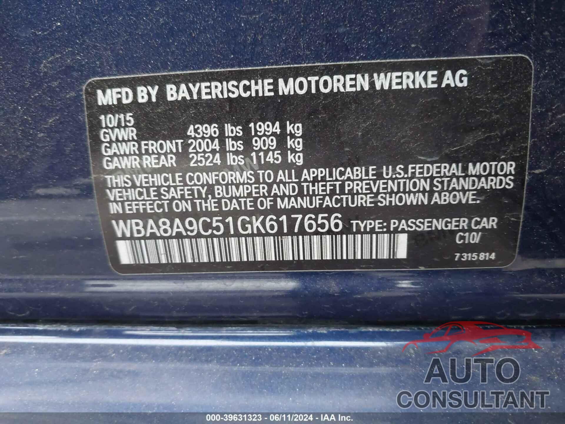 BMW 320I 2016 - WBA8A9C51GK617656