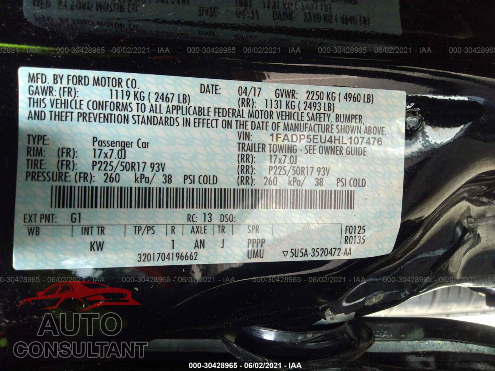 FORD C-MAX ENERGI 2017 - 1FADP5EU4HL107476