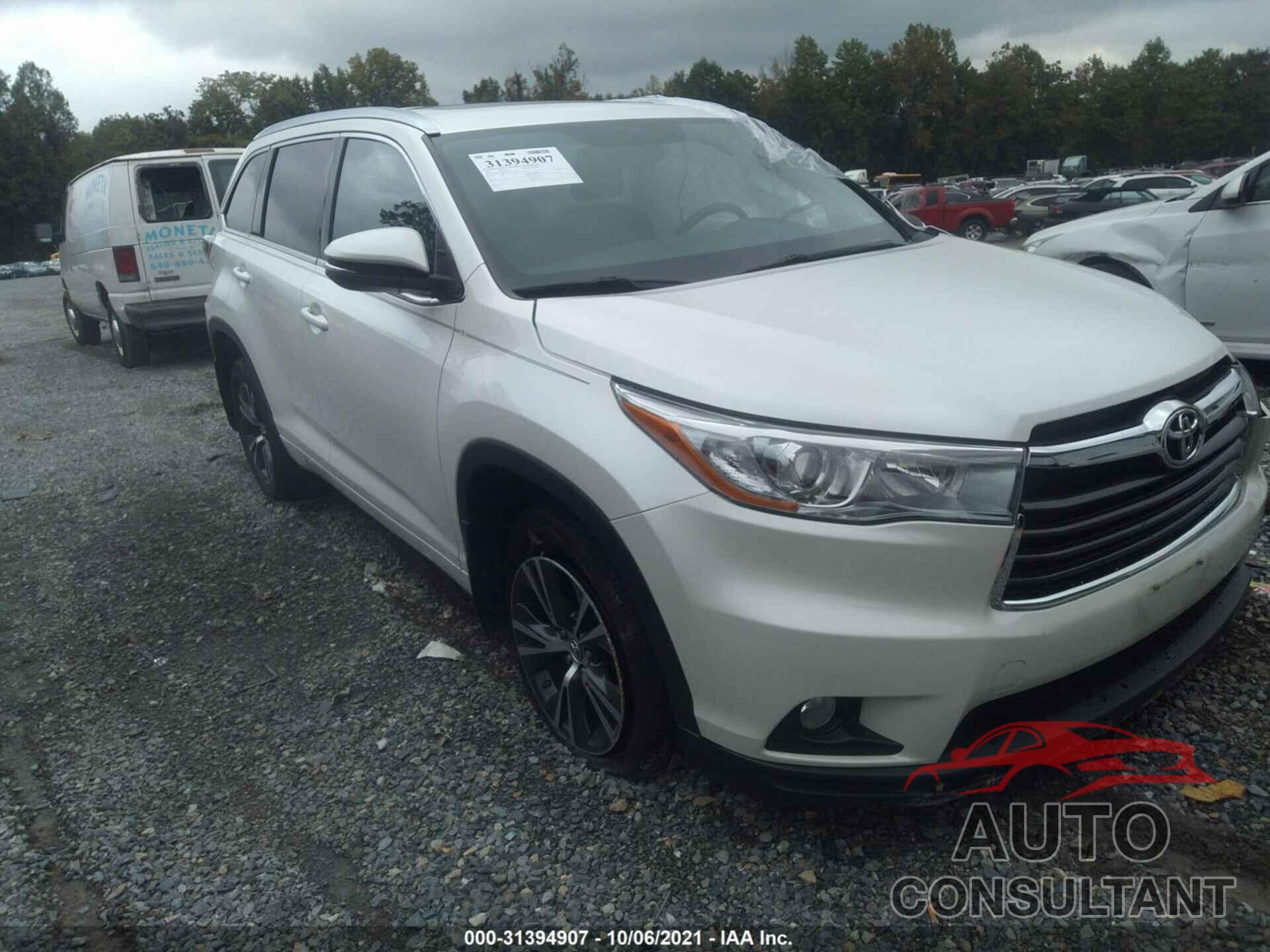 TOYOTA HIGHLANDER 2016 - 5TDJKRFH2GS351130