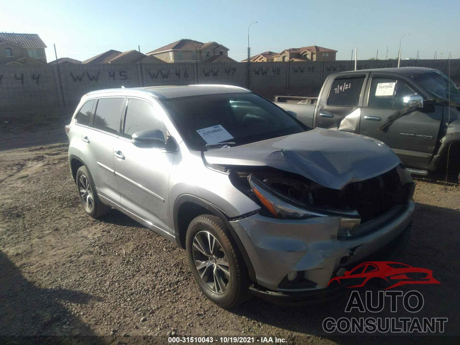 TOYOTA HIGHLANDER 2016 - 5TDKKRFH0GS144286