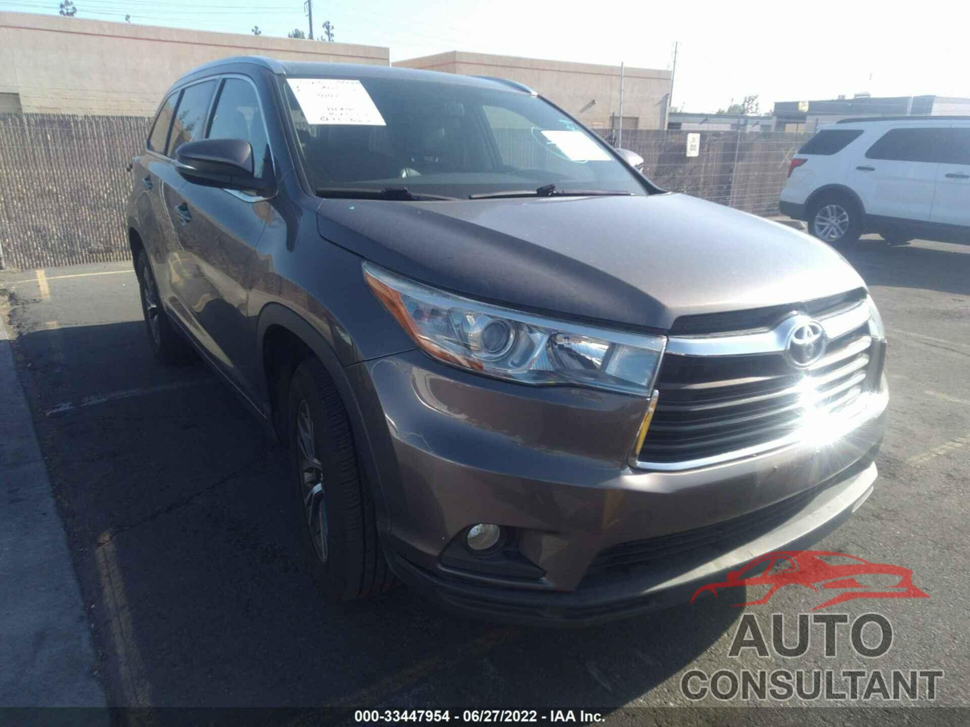 TOYOTA HIGHLANDER 2016 - 5TDKKRFH3GS144024