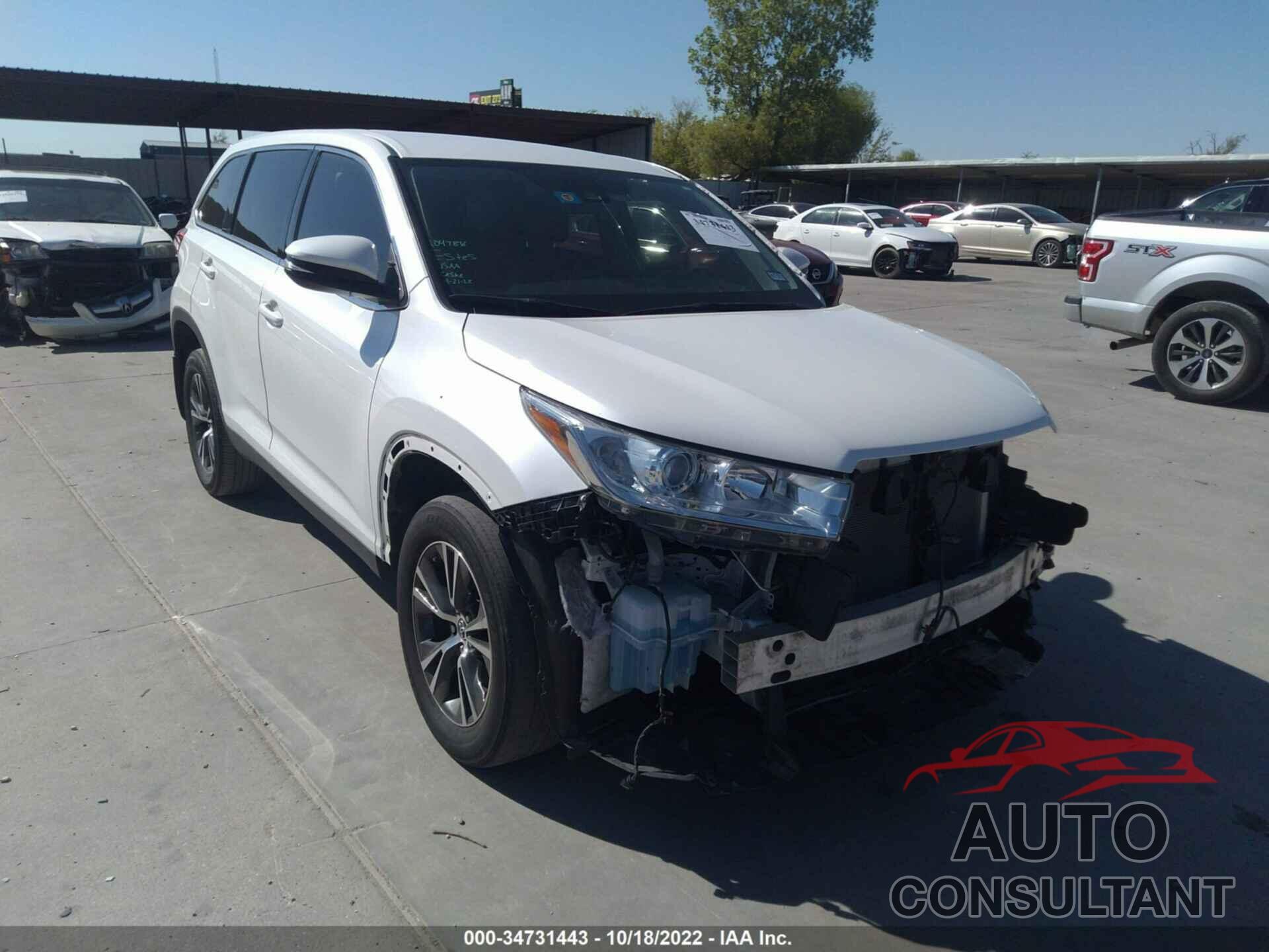 TOYOTA HIGHLANDER 2019 - 5TDZZRFH2KS289350