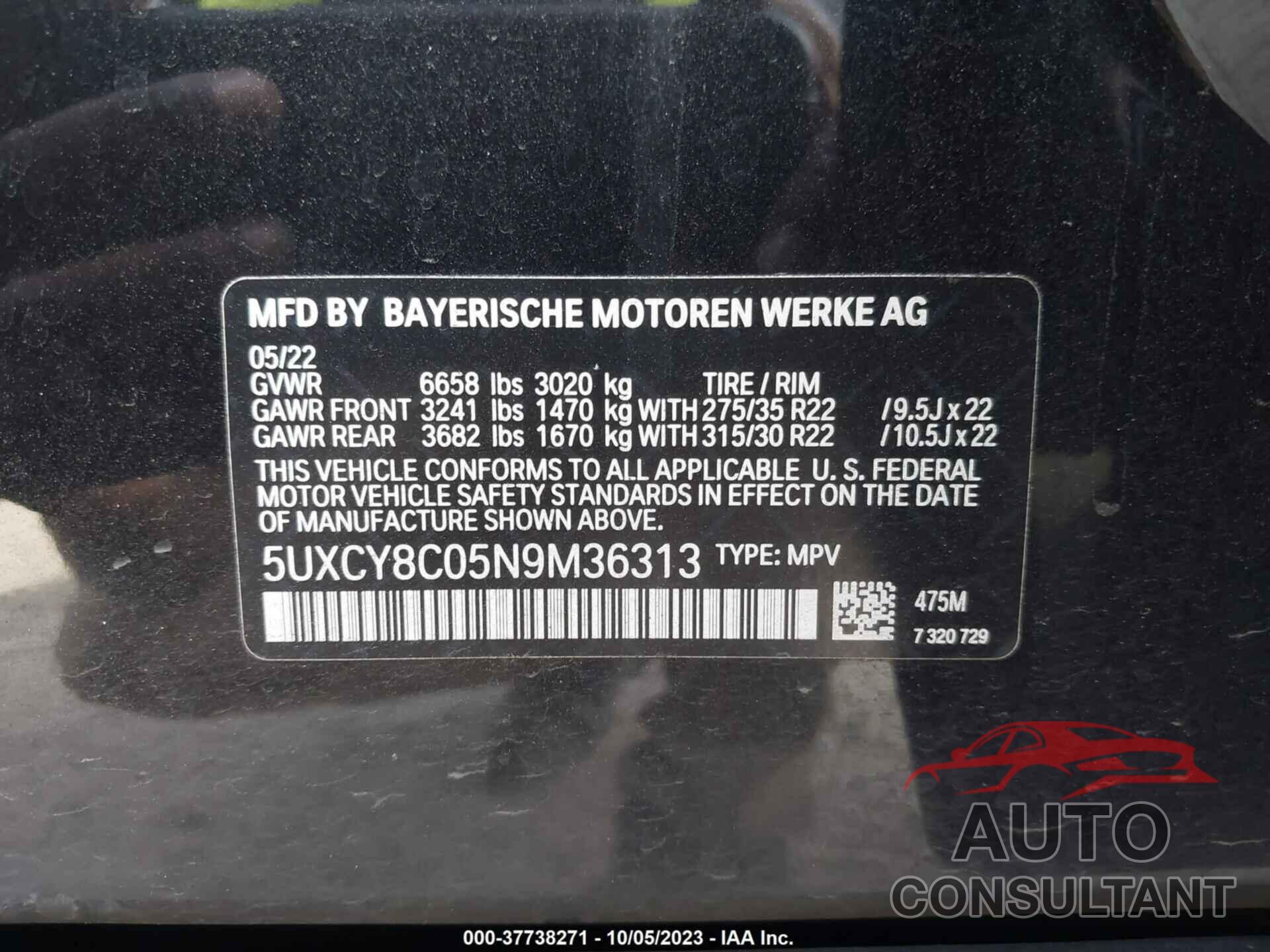 BMW X6 2022 - 5UXCY8C05N9M36313