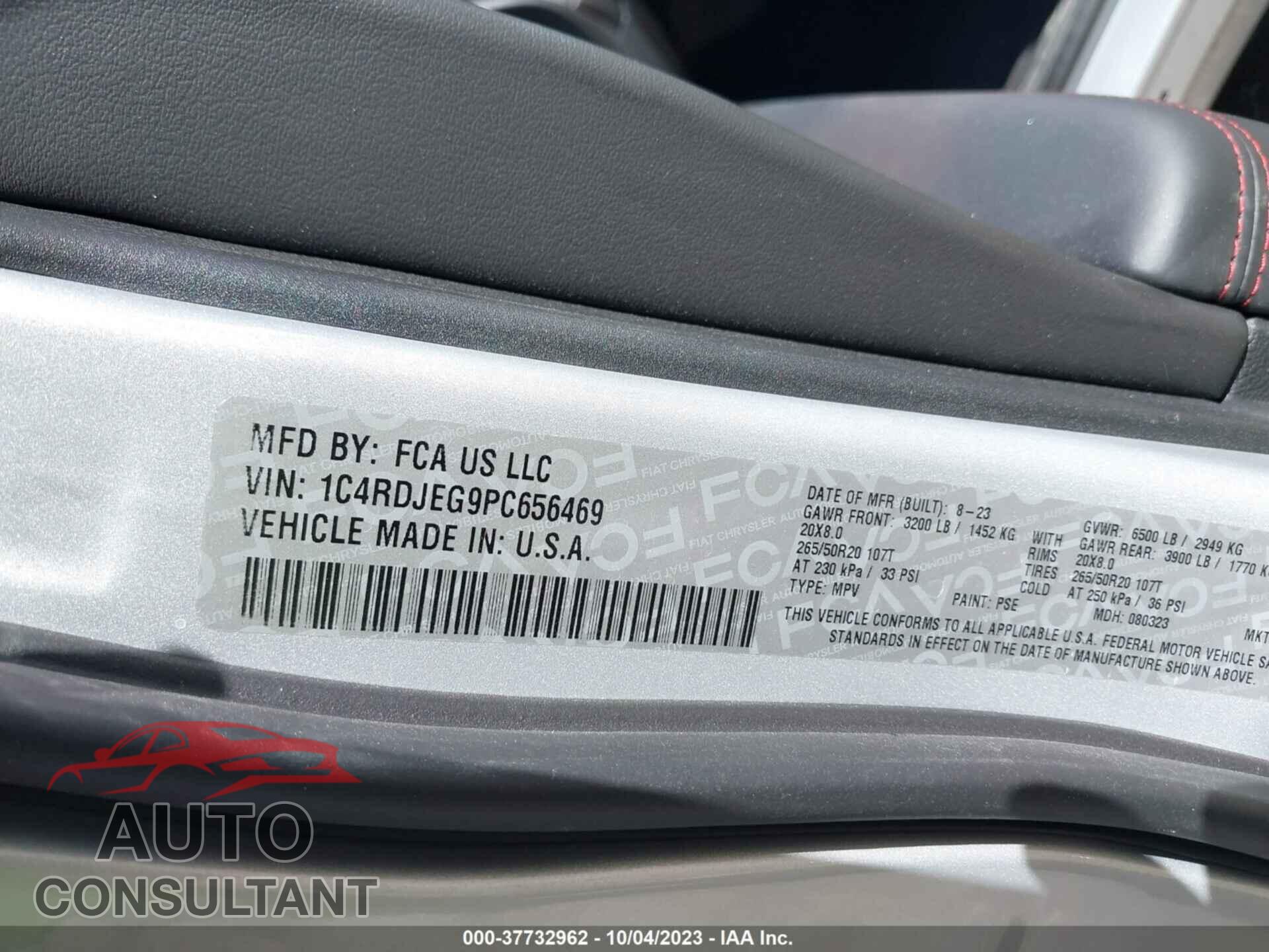 DODGE DURANGO 2023 - 1C4RDJEG9PC656469