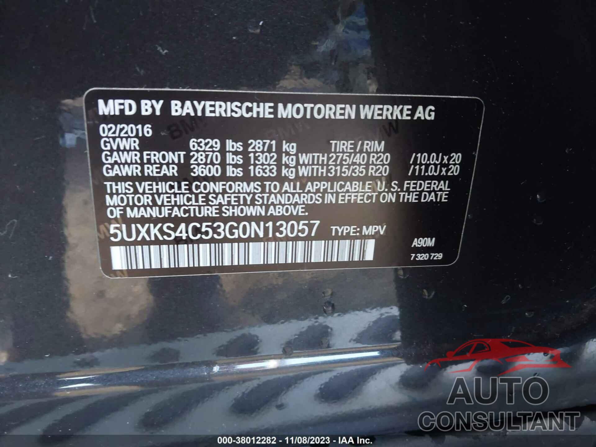 BMW X5 2016 - 5UXKS4C53G0N13057