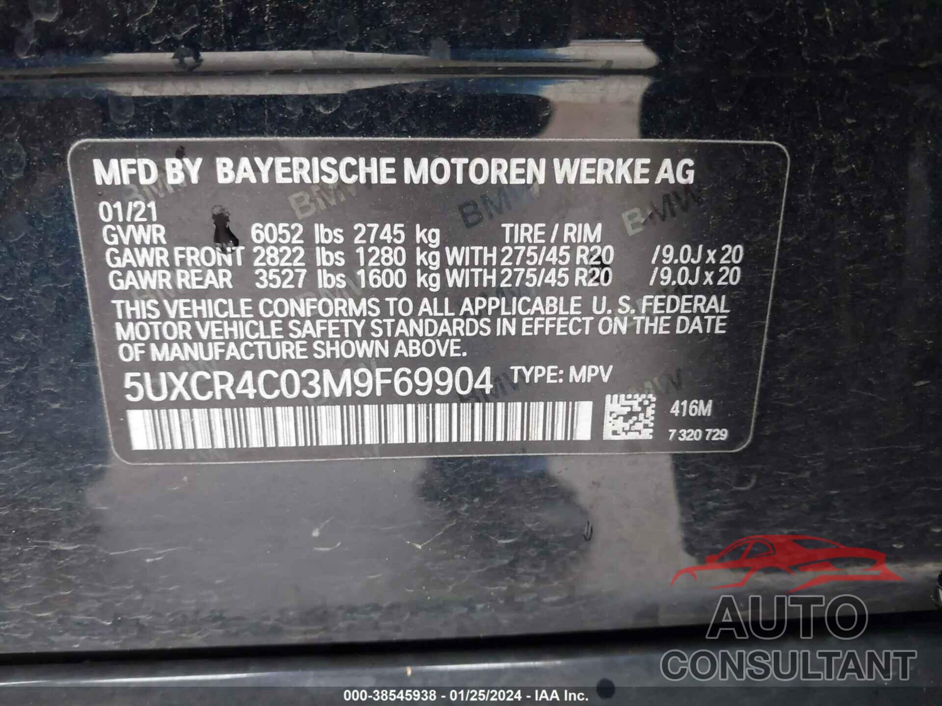 BMW X5 2021 - 5UXCR4C03M9F69904