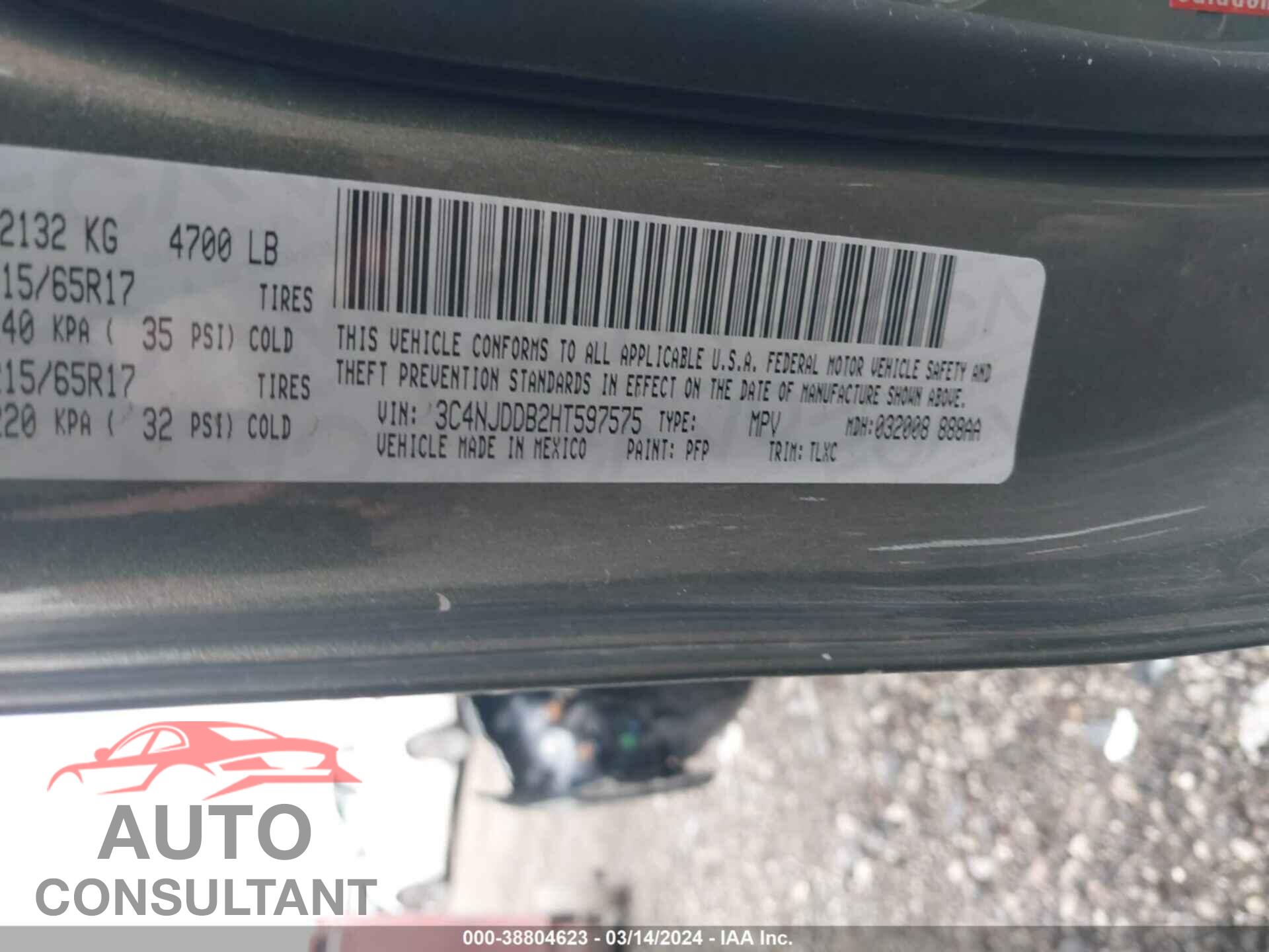 JEEP COMPASS 2017 - 3C4NJDDB2HT597575