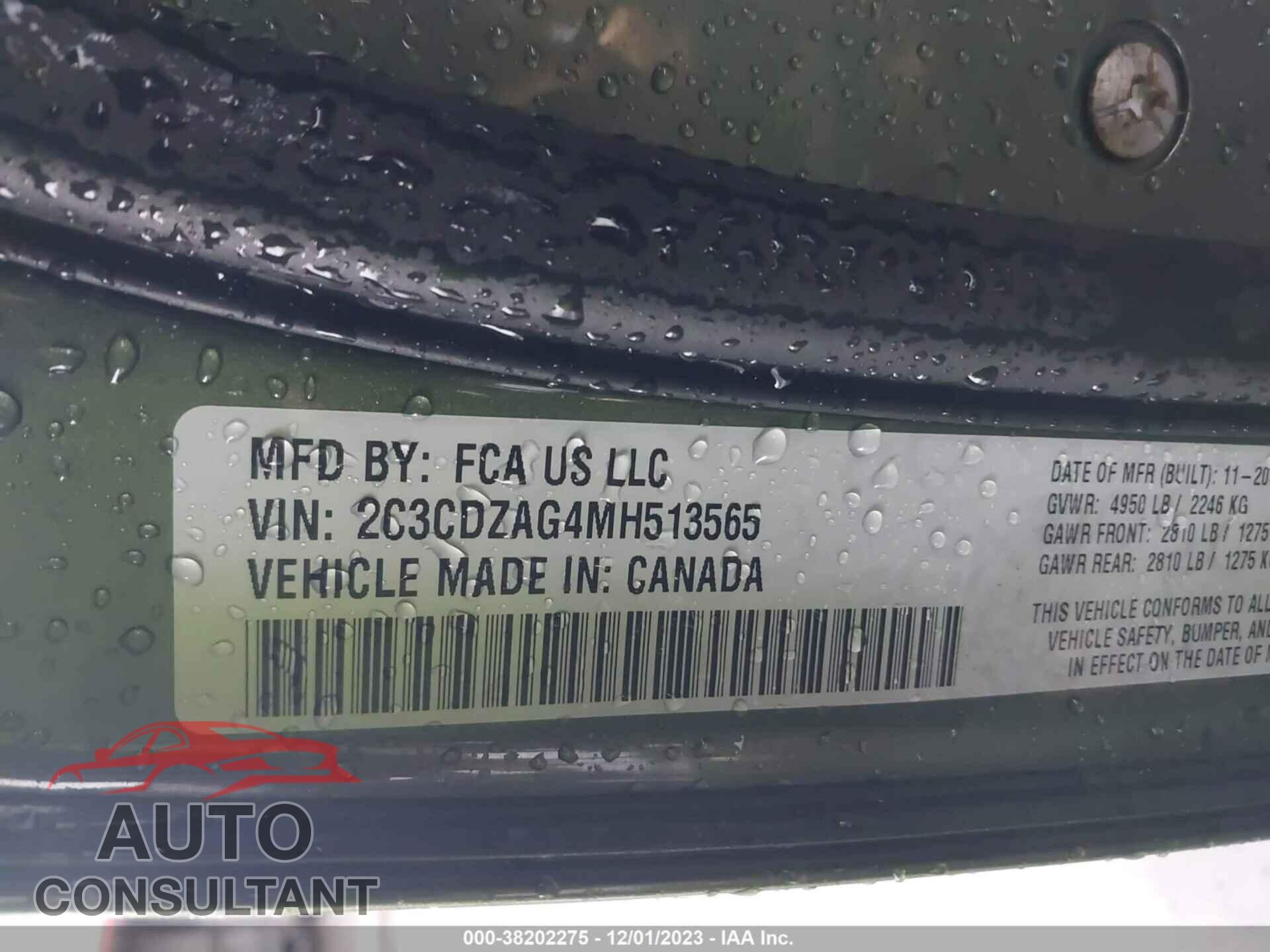 DODGE CHALLENGER 2021 - 2C3CDZAG4MH513565