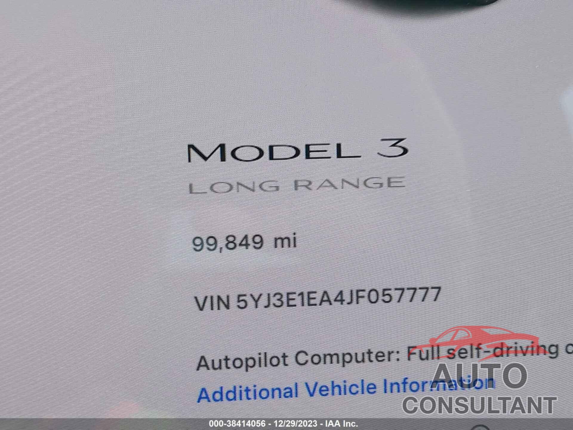 TESLA MODEL 3 2018 - 5YJ3E1EA4JF057777