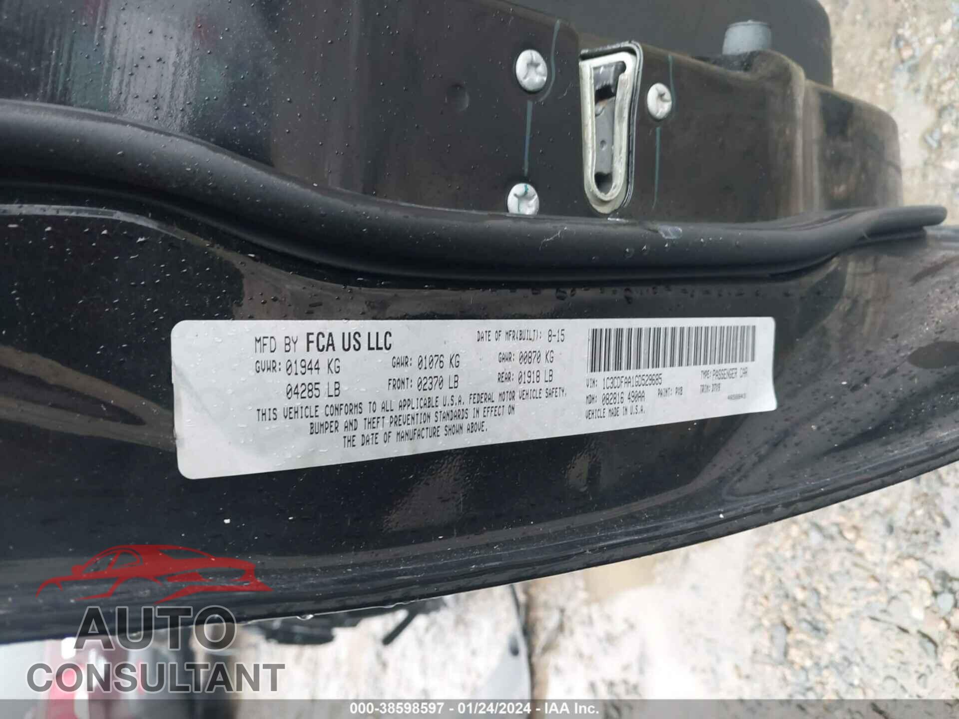 DODGE DART 2016 - 1C3CDFAA1GD529685