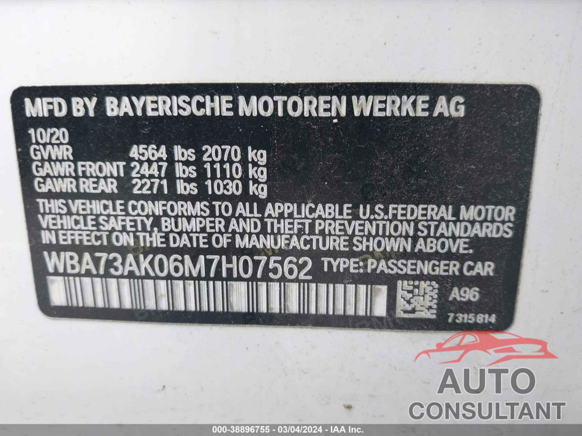 BMW 228I GRAN COUPE 2021 - WBA73AK06M7H07562