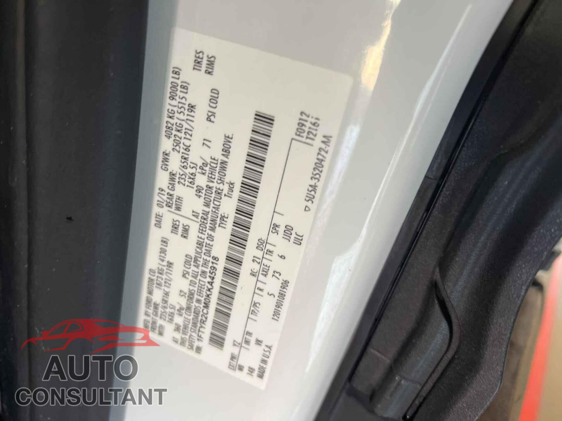 FORD TRANSIT 2019 - 1FTYR2CM0KKA45918