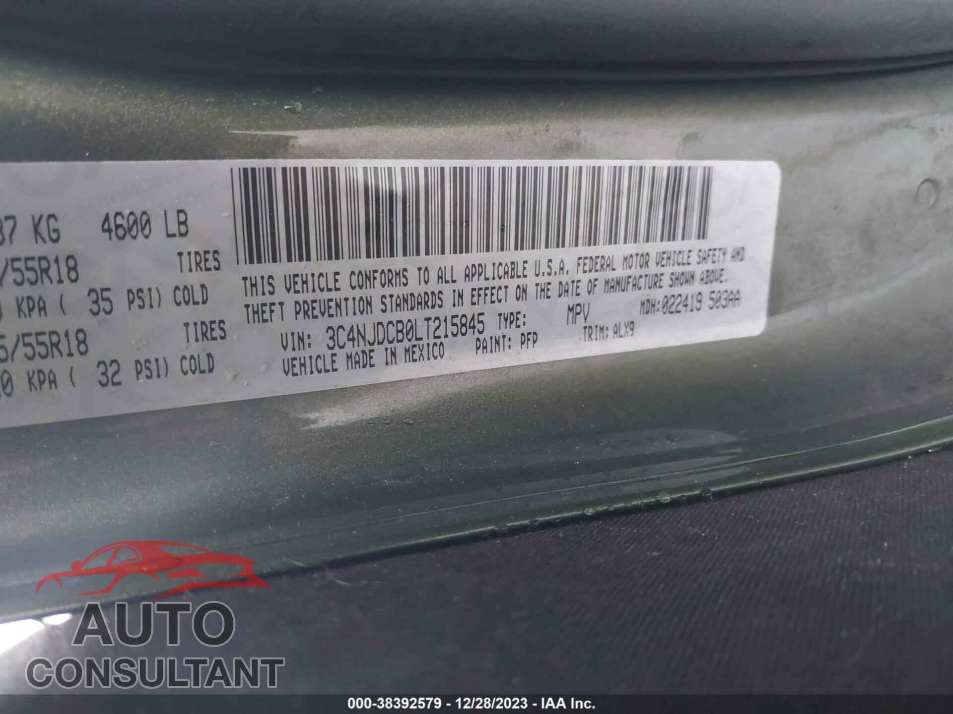 JEEP COMPASS 2020 - 3C4NJDCB0LT215845