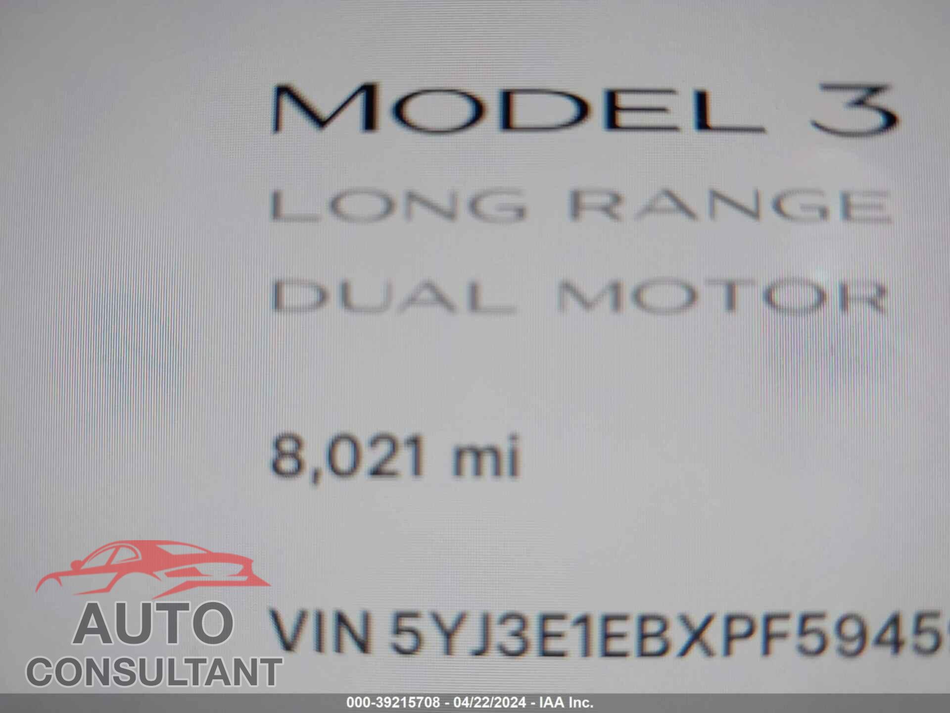 TESLA MODEL 3 2023 - 5YJ3E1EBXPF594591