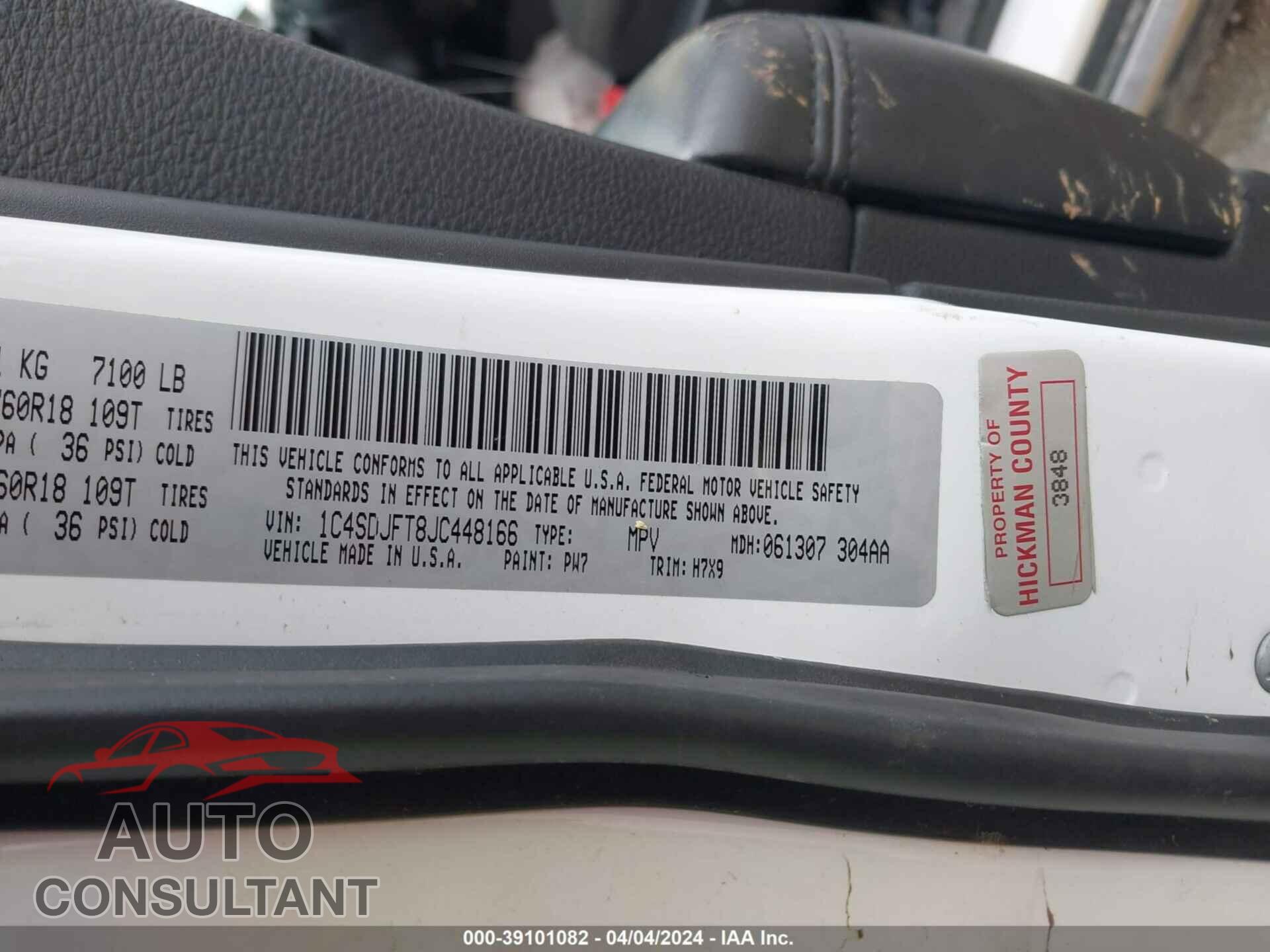 DODGE DURANGO 2018 - 1C4SDJFT8JC448166