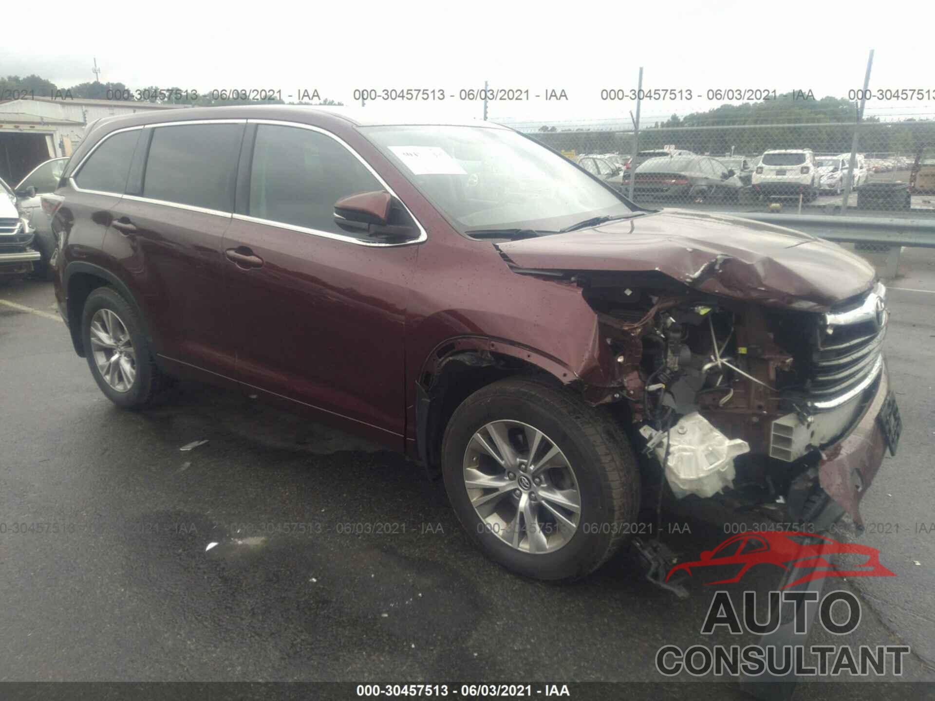 TOYOTA HIGHLANDER 2016 - 5TDBKRFH2GS345087