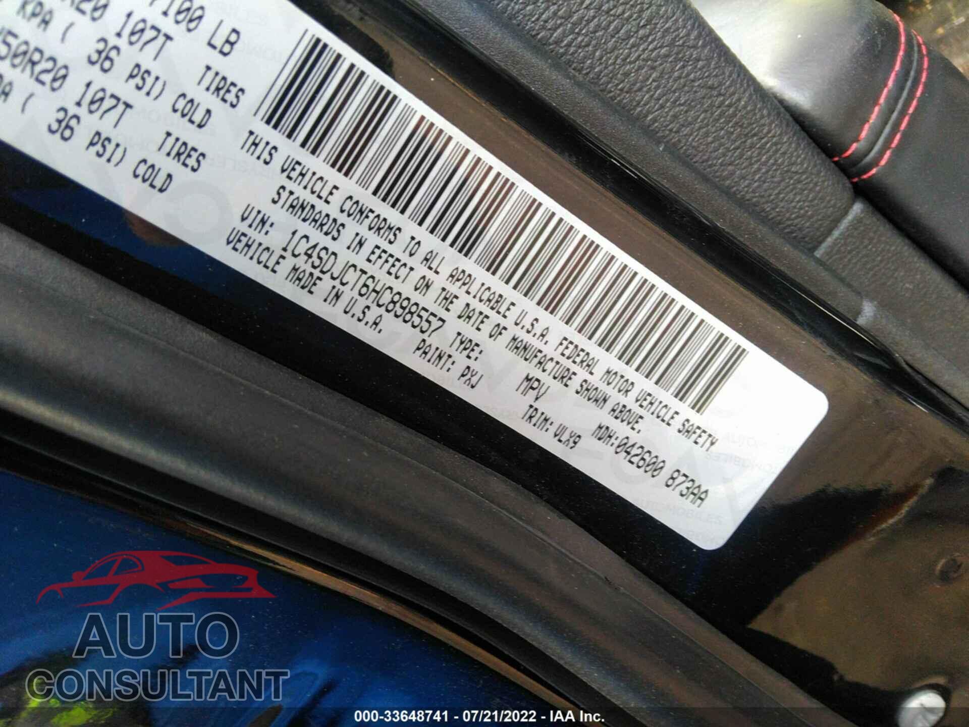 DODGE DURANGO 2017 - 1C4SDJCT6HC898557