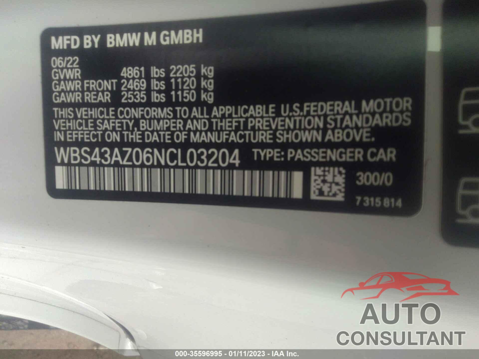 BMW M4 2022 - WBS43AZ06NCL03204