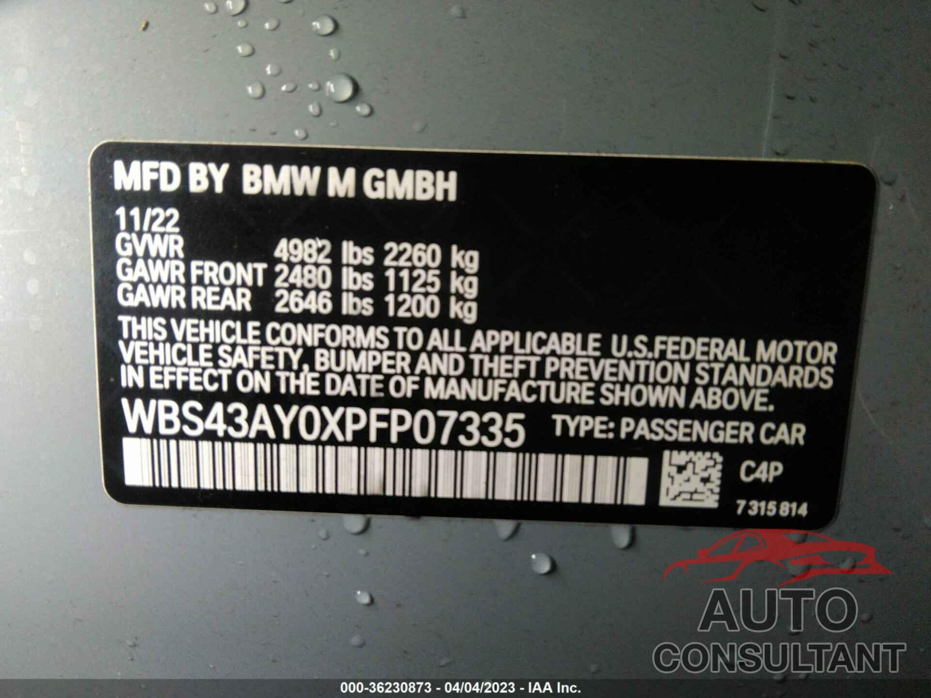 BMW M3 2023 - WBS43AY0XPFP07335