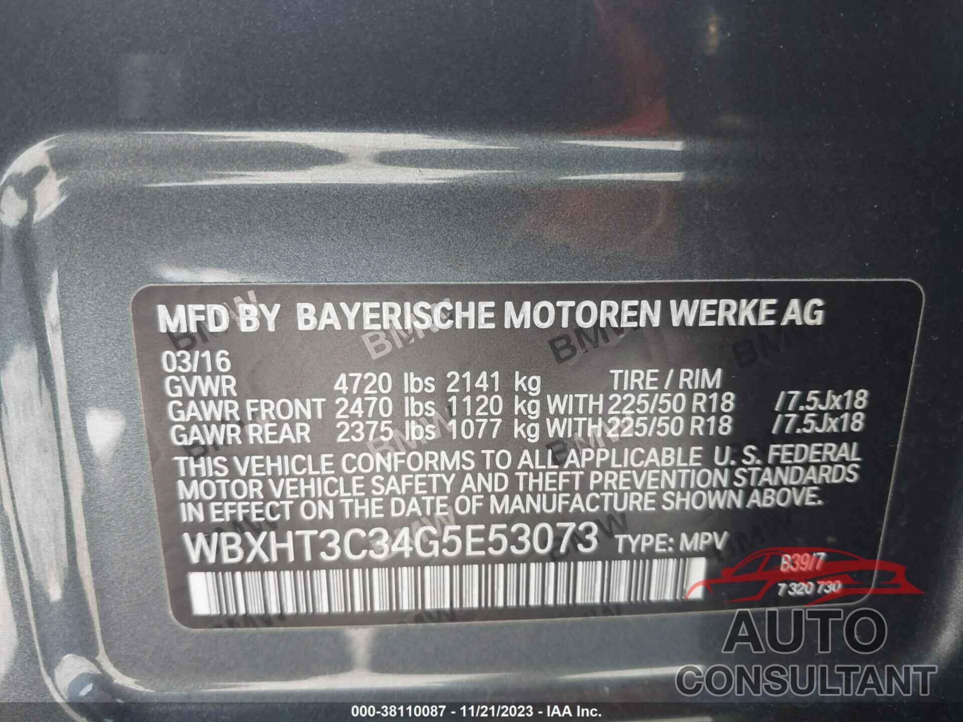 BMW X1 2016 - WBXHT3C34G5E53073