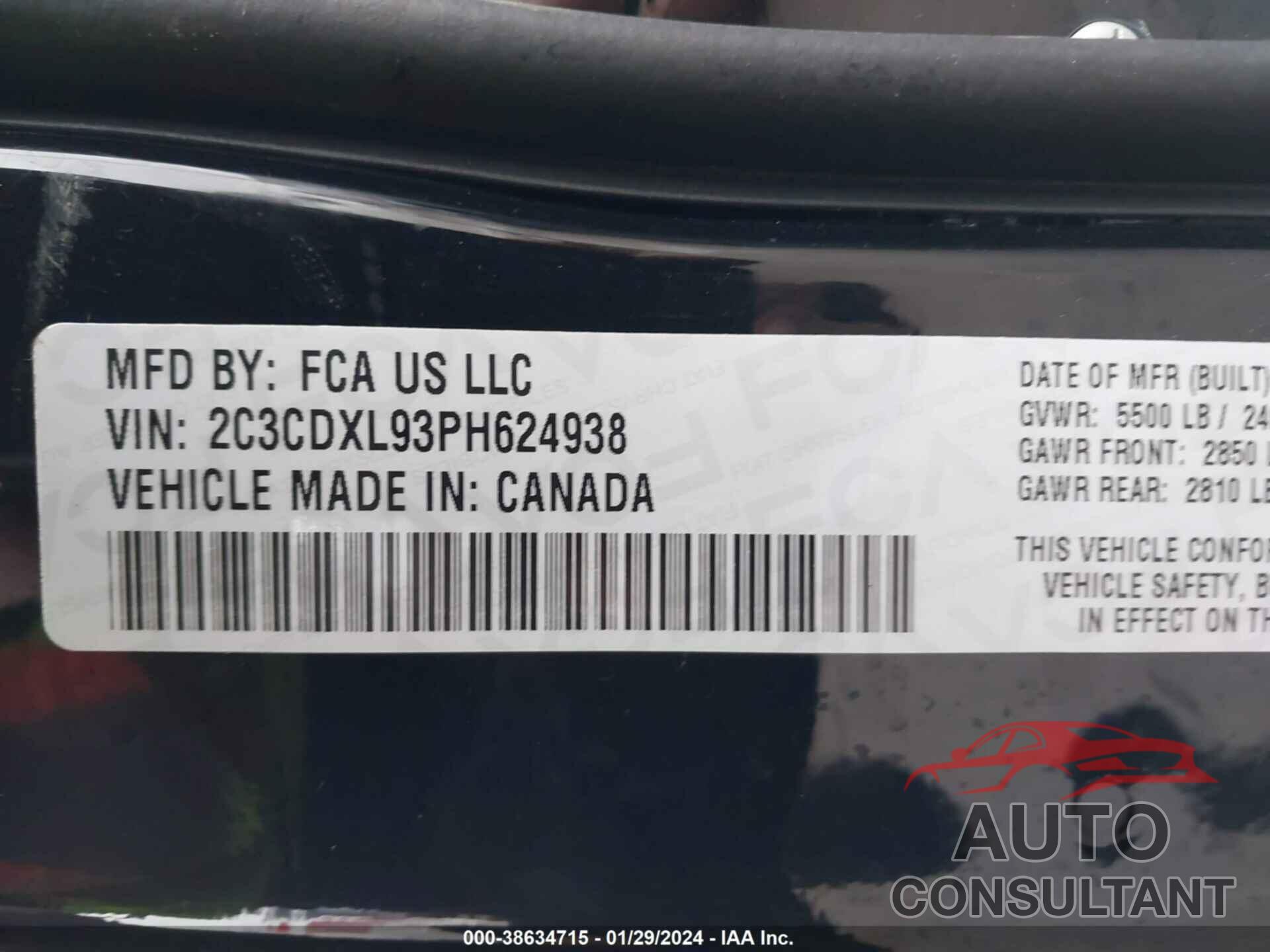DODGE CHARGER 2023 - 2C3CDXL93PH624938