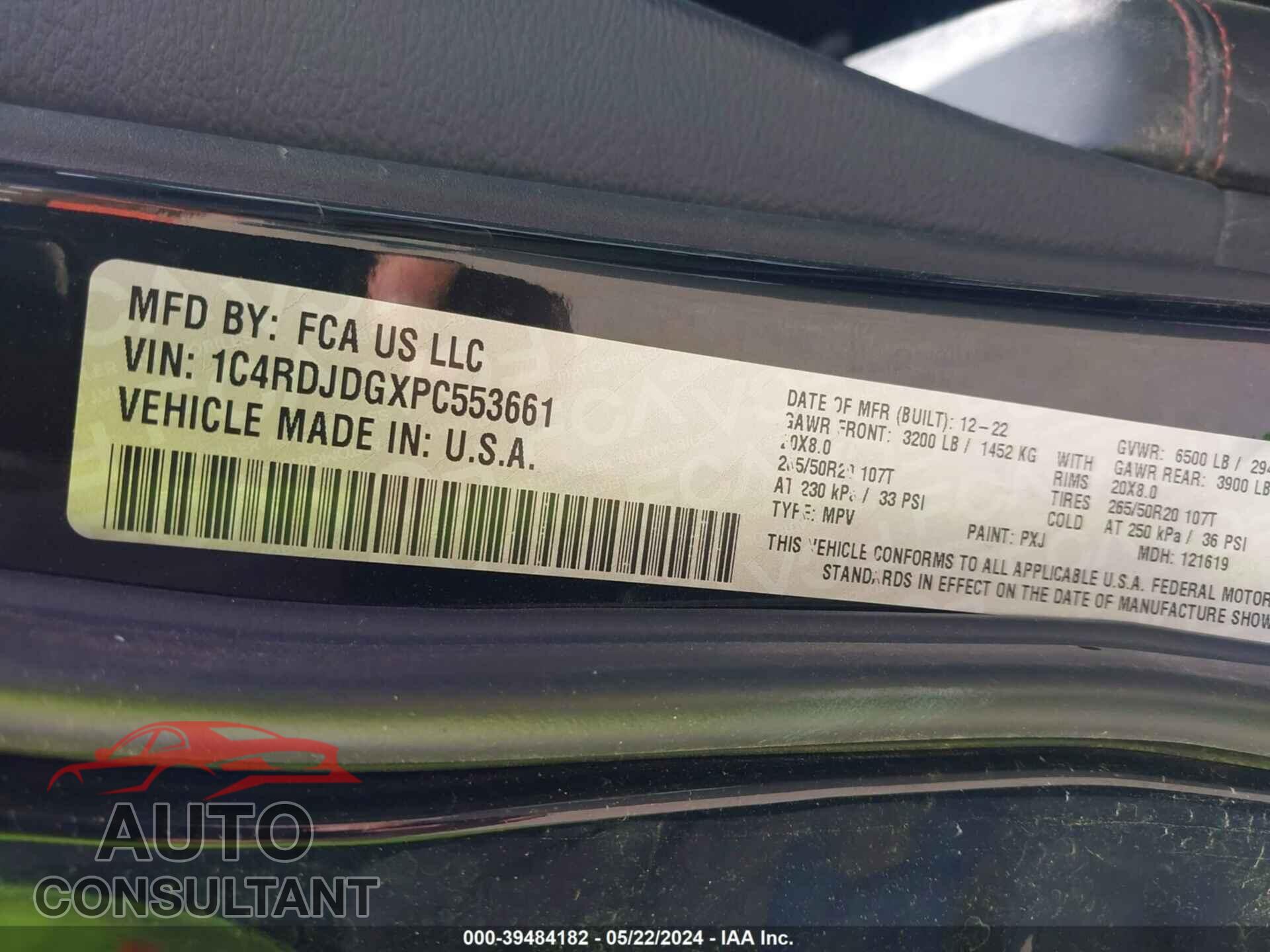 DODGE DURANGO 2023 - 1C4RDJDGXPC553661