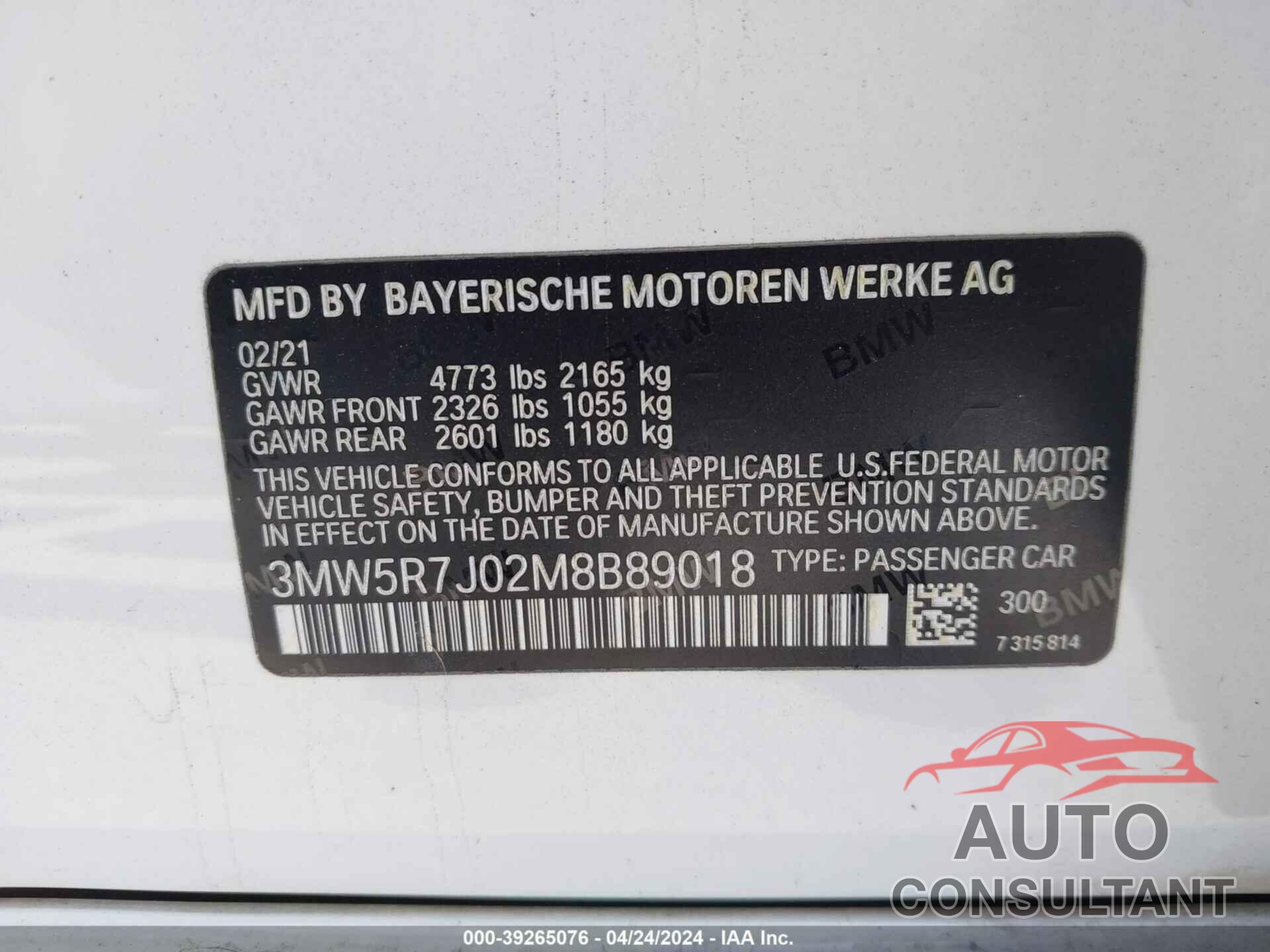 BMW 330XI 2021 - 3MW5R7J02M8B89018