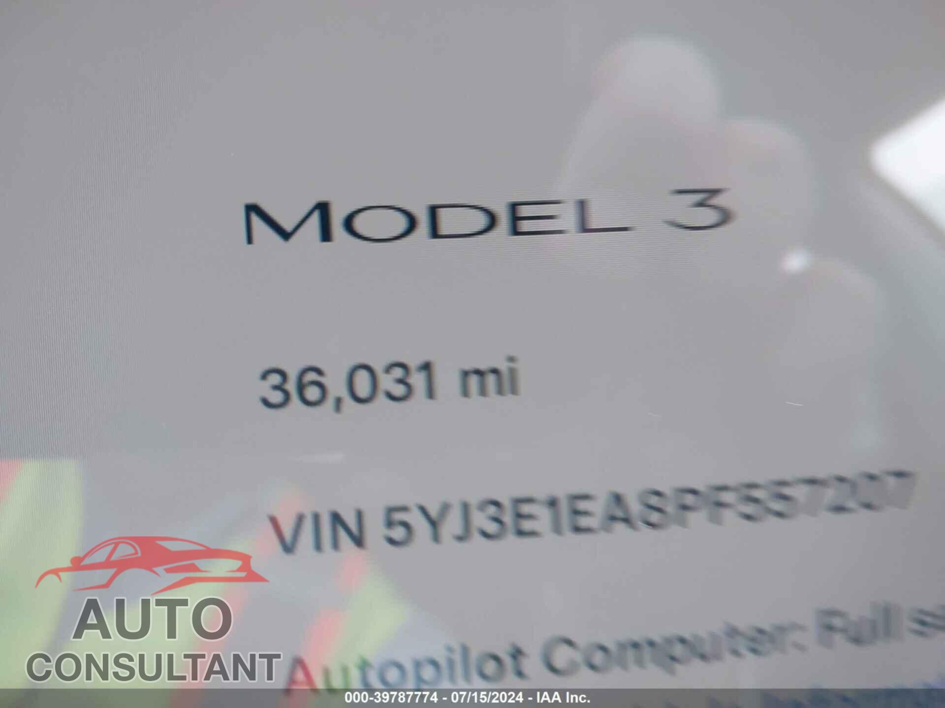 TESLA MODEL 3 2023 - 5YJ3E1EA8PF557207