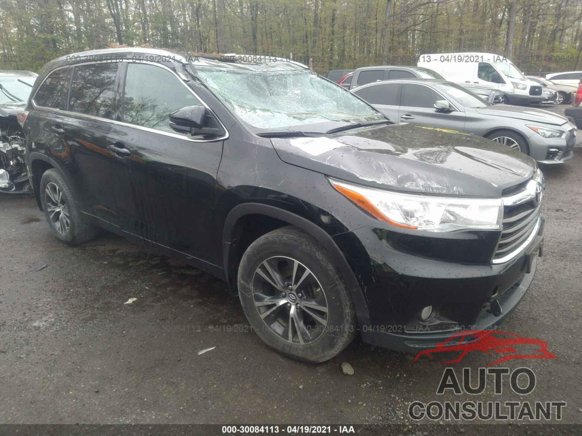 TOYOTA HIGHLANDER 2016 - 5TDJKRFH2GS501382